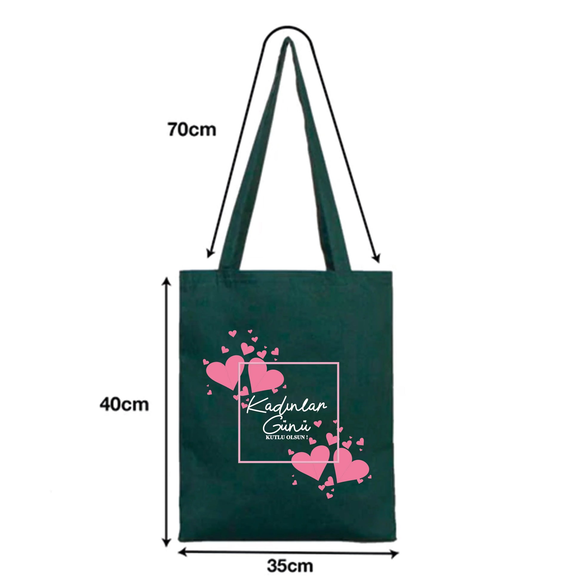 35x40 cm Yeşil Renk Gabardin Bez Model - Kadınlar Günü - detay görünüm