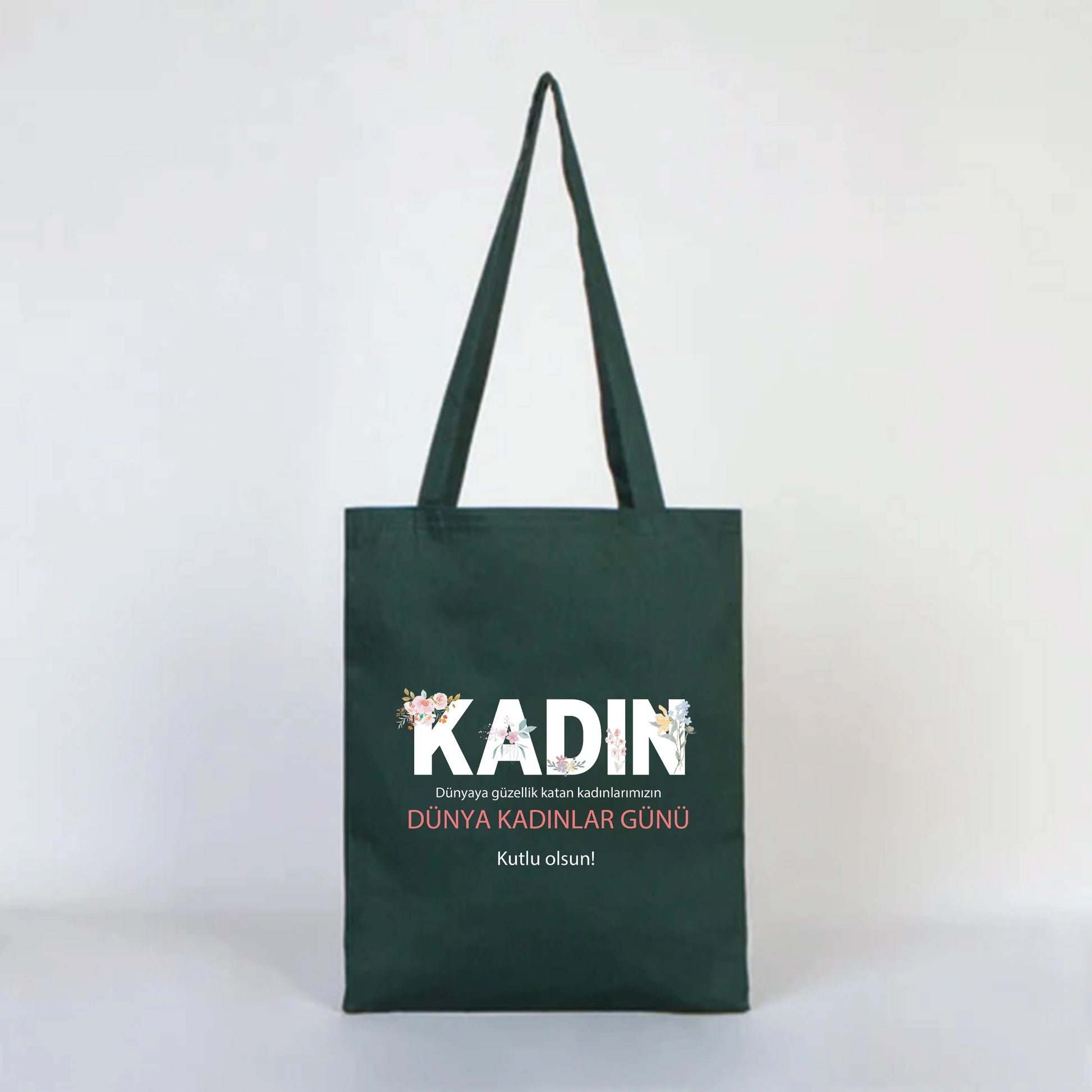 35x40 cm Yeşil Renk Gabardin Bez Model - Kadınlar Günü - yakın çekim