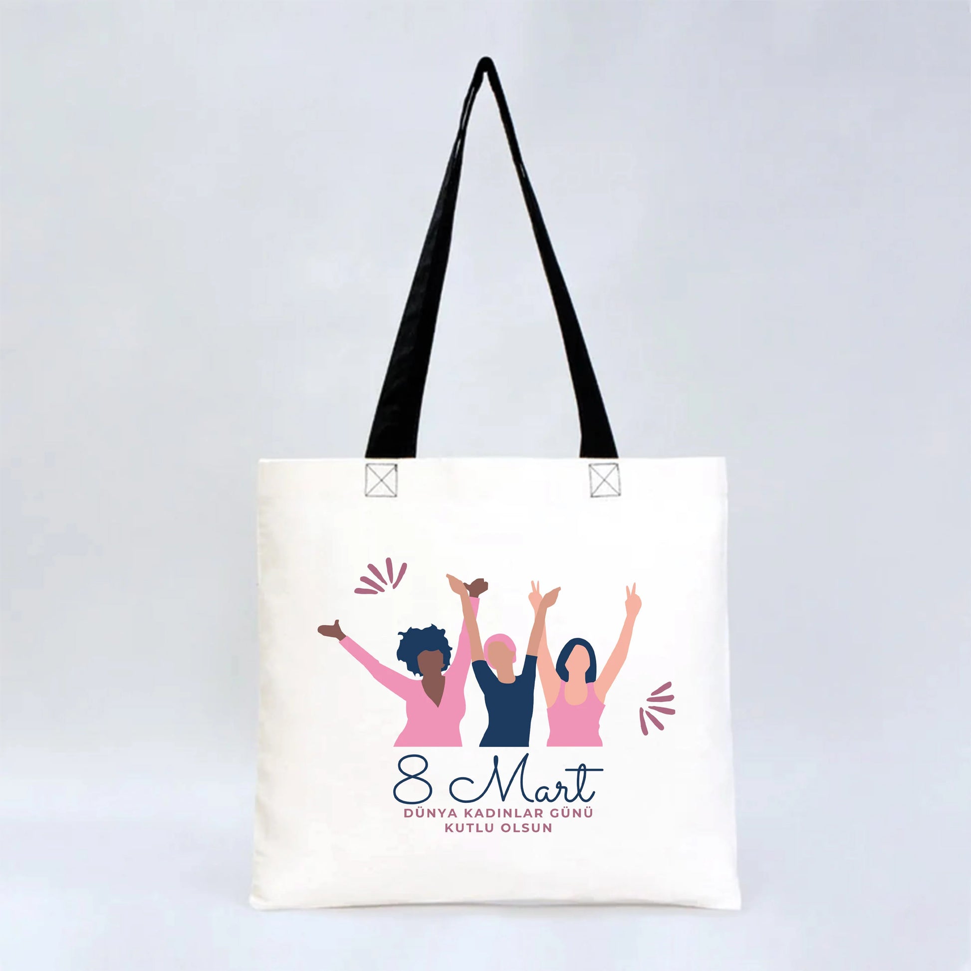 40x35 cm Gabardin Siyah Kulp Çanta - Kadınlar Günü - görsel 6