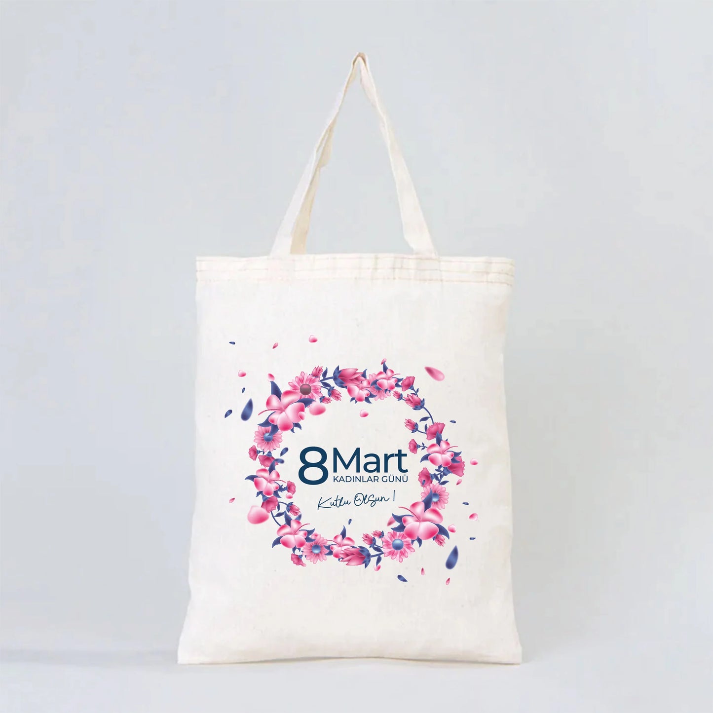 30x35 cm Ham Bez Çanta Kısa Kulp - Kadınlar Günü - kullanım örneği