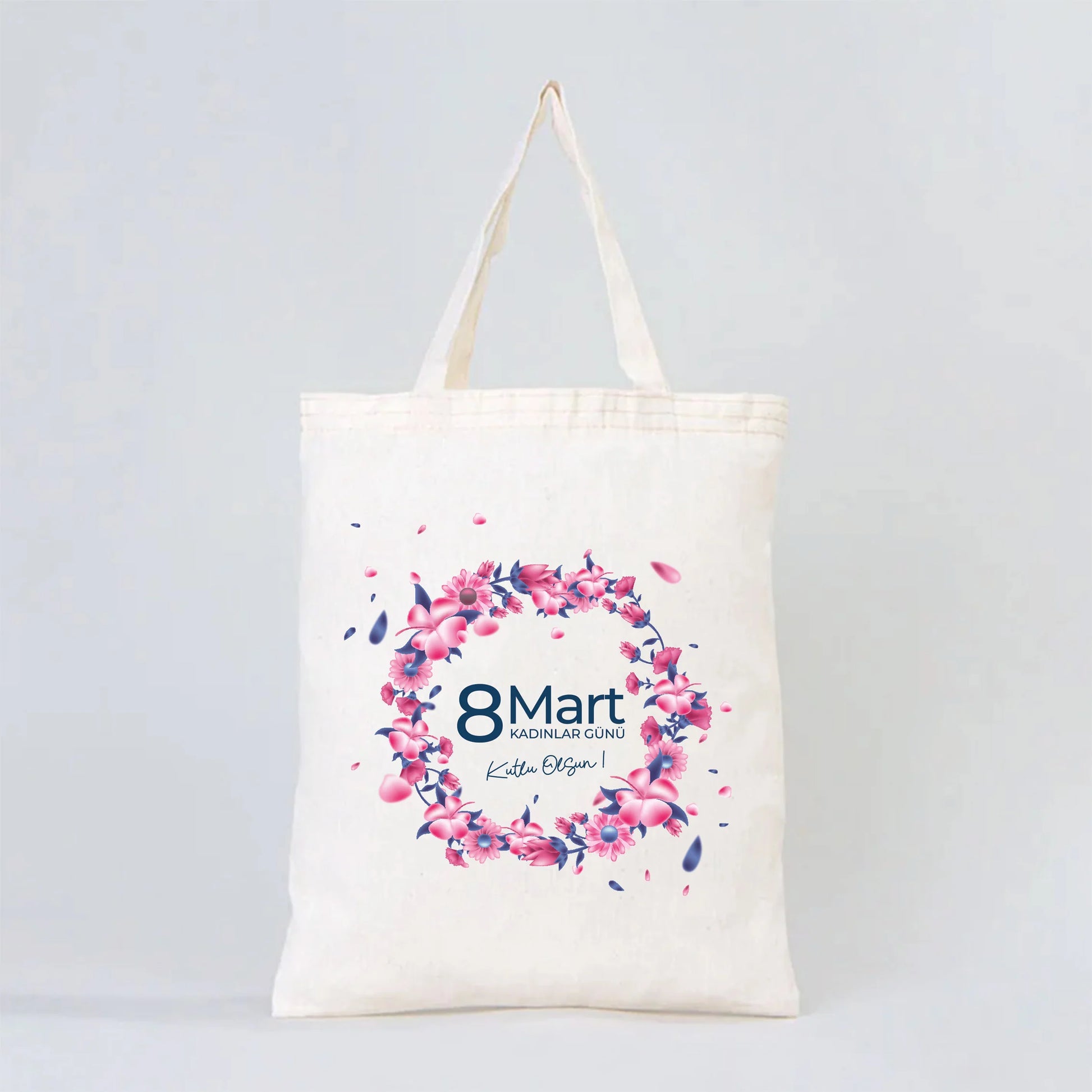 30x35 cm Ham Bez Çanta Kısa Kulp - Kadınlar Günü - kullanım örneği