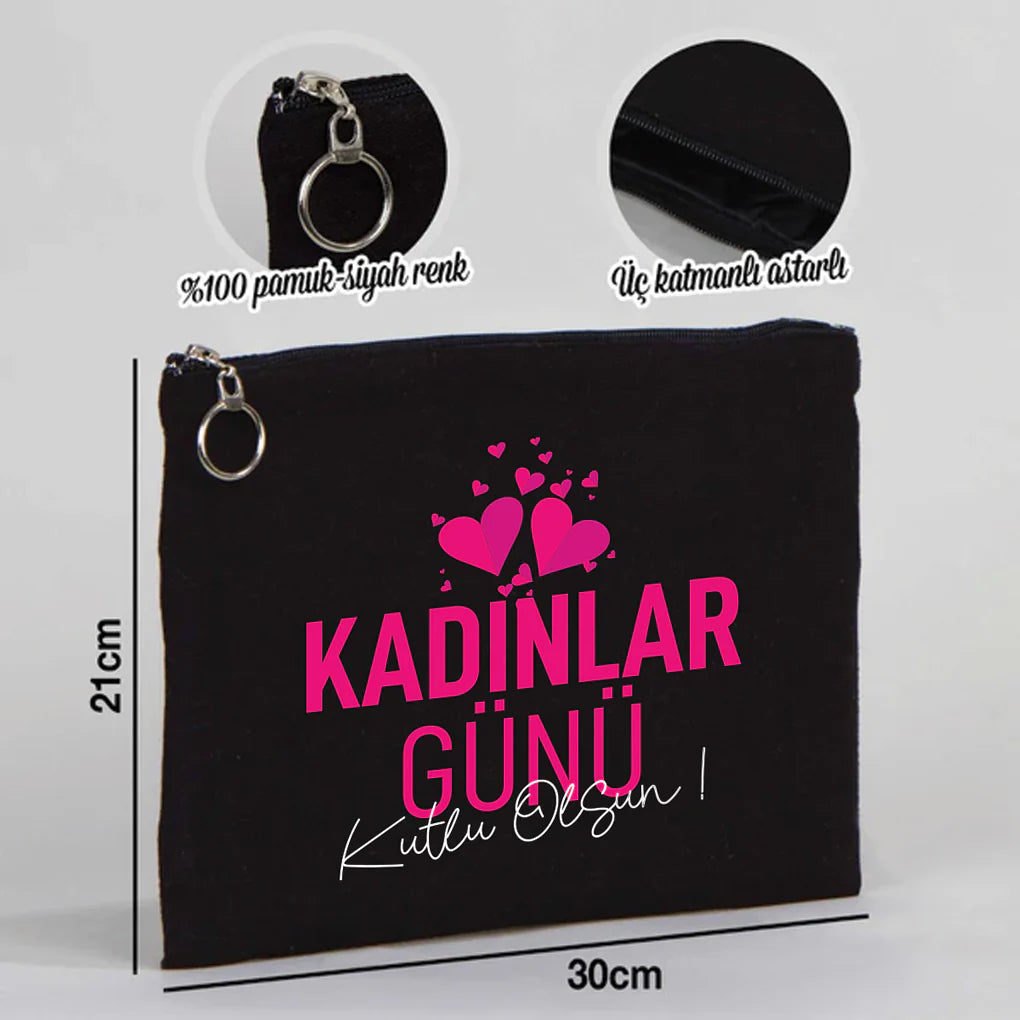 30×21 cm Siyah Astarlı Portföy Çanta - Kadınlar Günü Hediyesi - detay görünüm