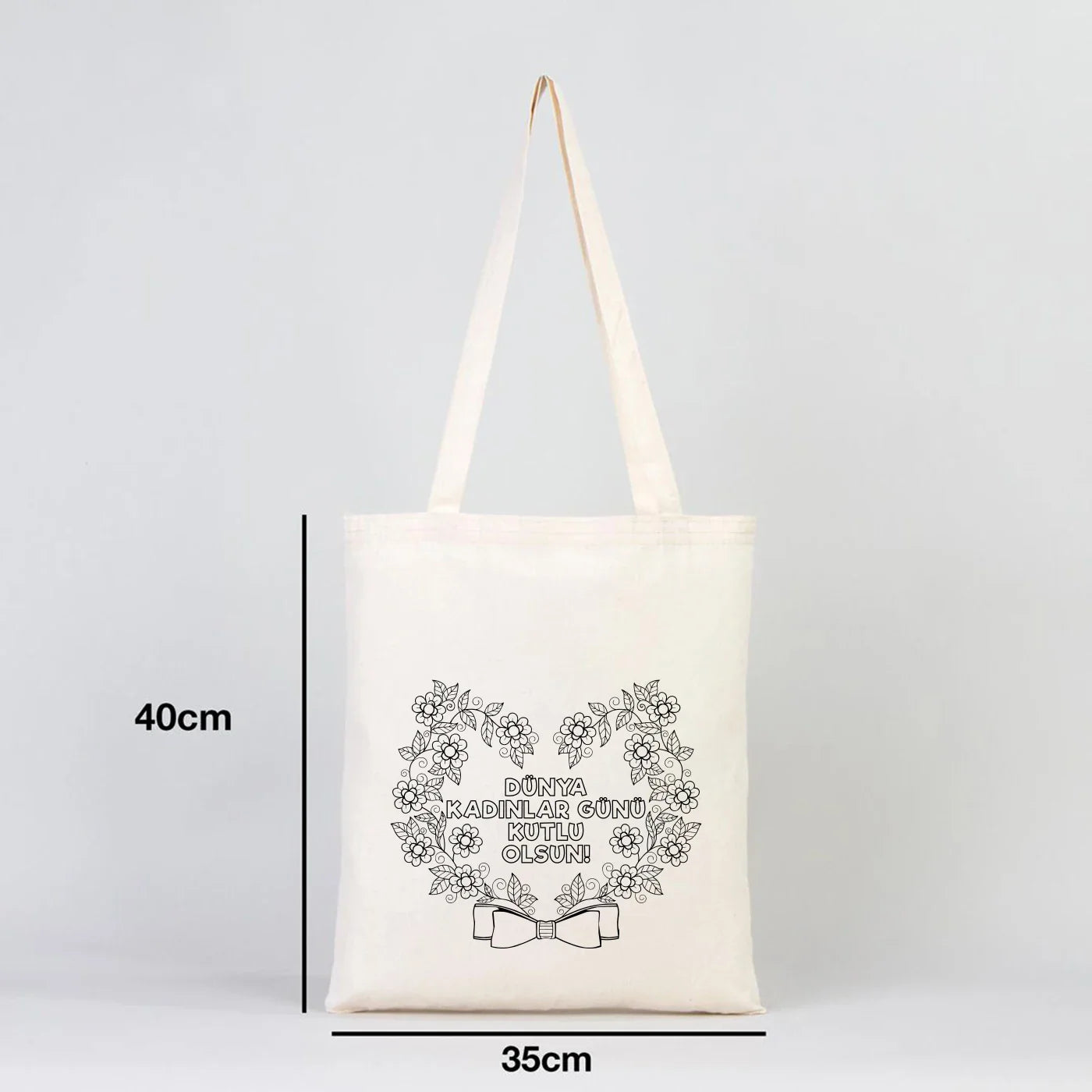Boyanabilir 35x40 cm Ham Bez Çanta - Kadınlar Günü Hediyesi - yakın çekim