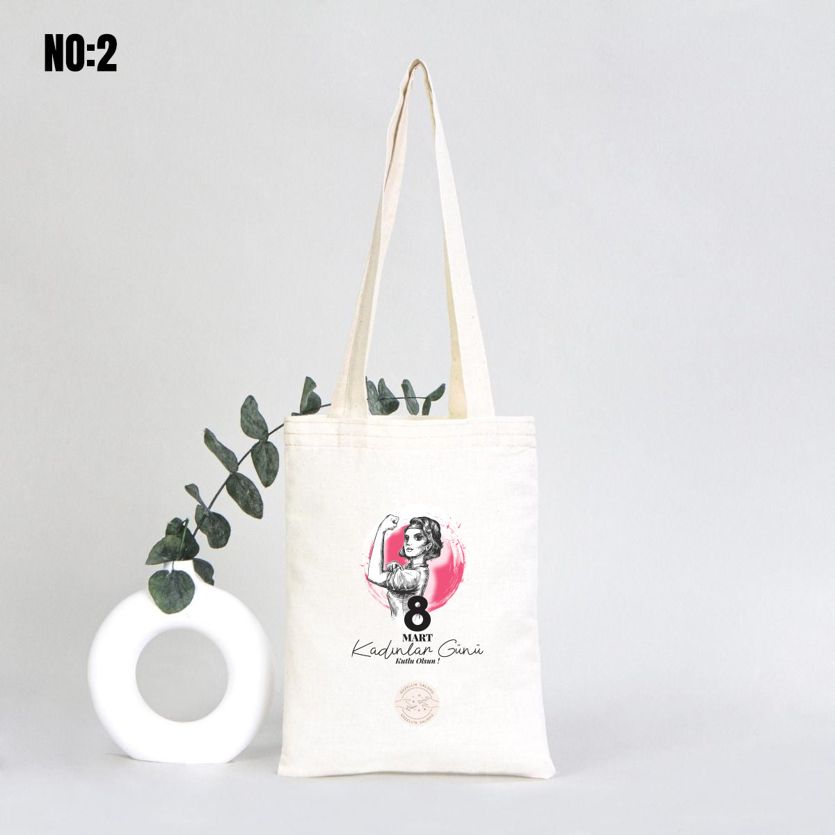 Kadınlar Günü Kitap Çantası - Ham Bez Çanta 20x25 cm - yakın çekim