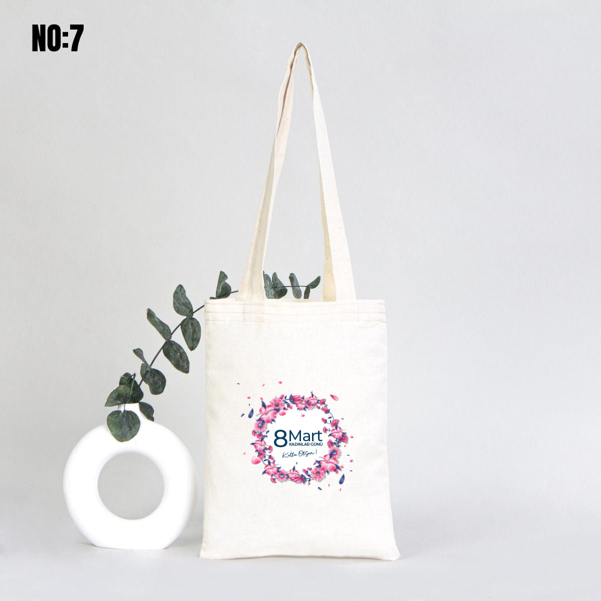 Kadınlar Günü Kitap Çantası - Ham Bez Çanta 20x25 cm