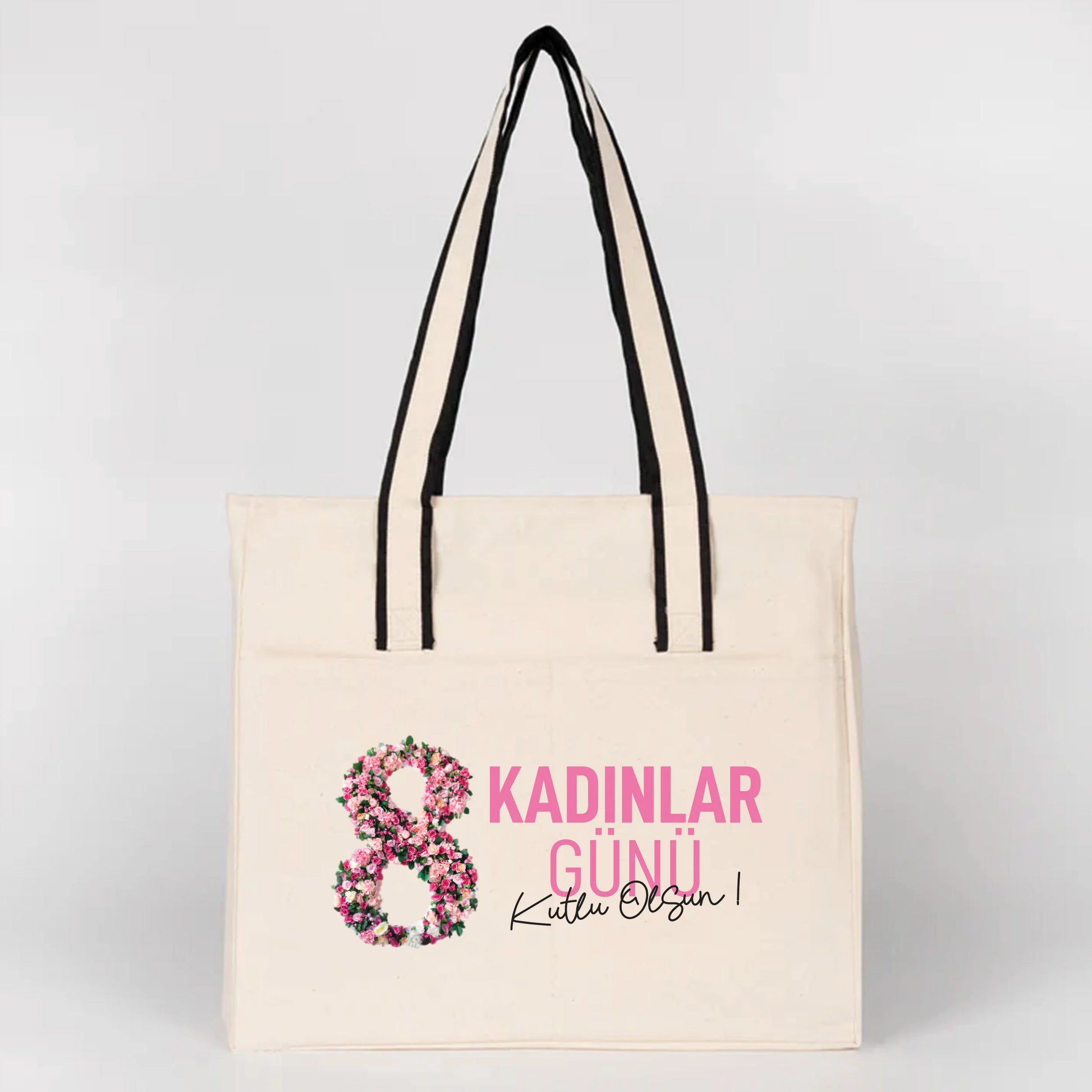 40x35x10 cm LUX Kanvas Çanta FERMUARLI, ÖN CEPLİ - Kadınlar Günü Hediyesi - görsel 6