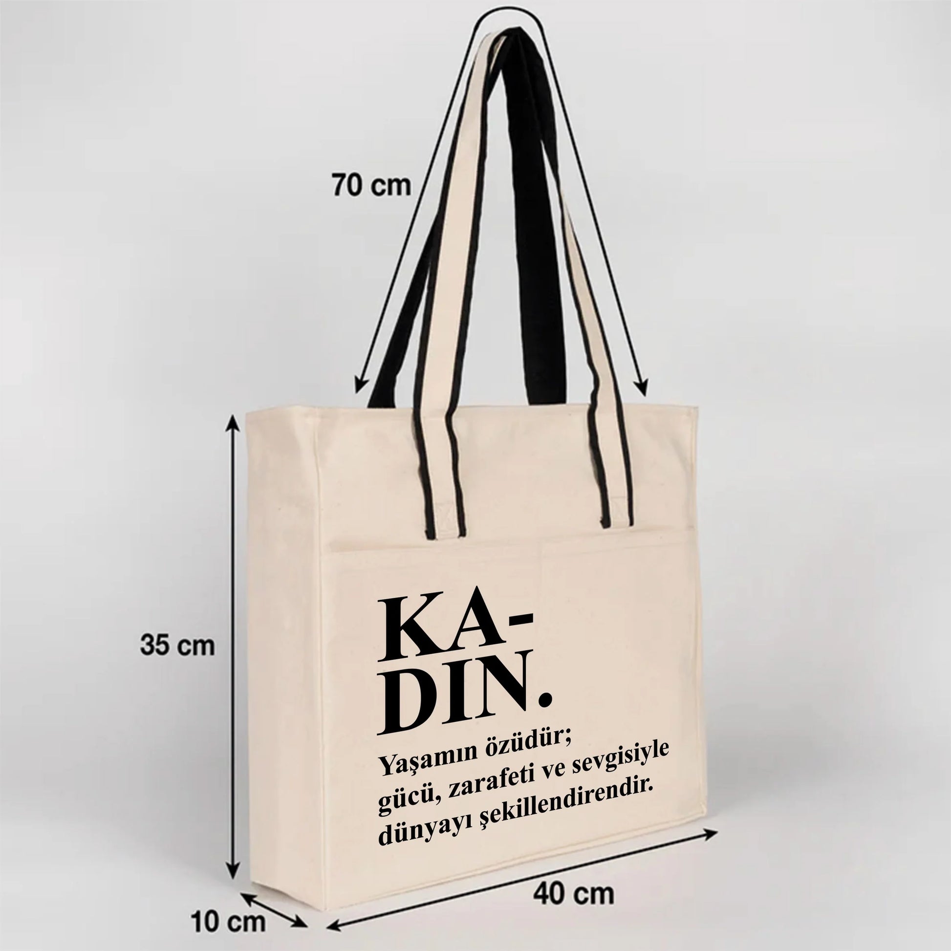 40x35x10 cm LUX Kanvas Çanta FERMUARLI, ÖN CEPLİ - Kadınlar Günü Hediyesi - detay görünüm