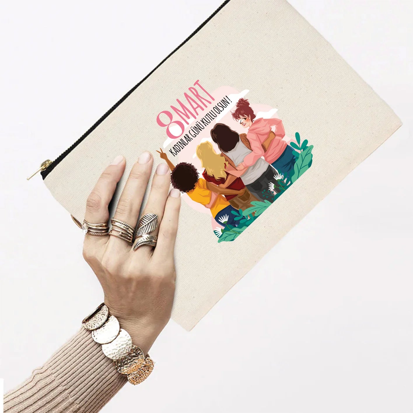 25x18 cm Ham Renk Metal Fermuarlı Kalemlik - Kadınlar Günü Hediyesi - kullanım örneği