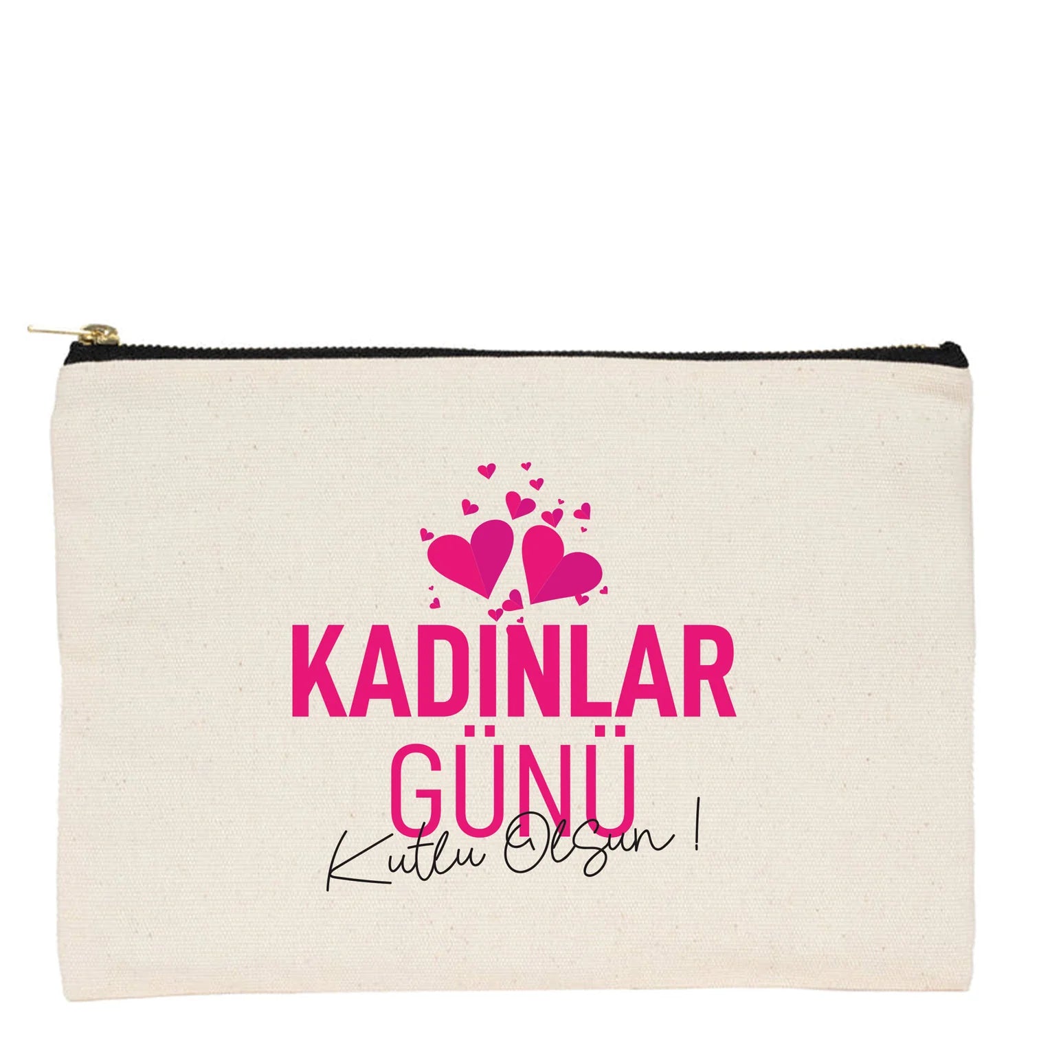 25x18 cm Ham Renk Metal Fermuarlı Kalemlik - Kadınlar Günü Hediyesi - yakın çekim