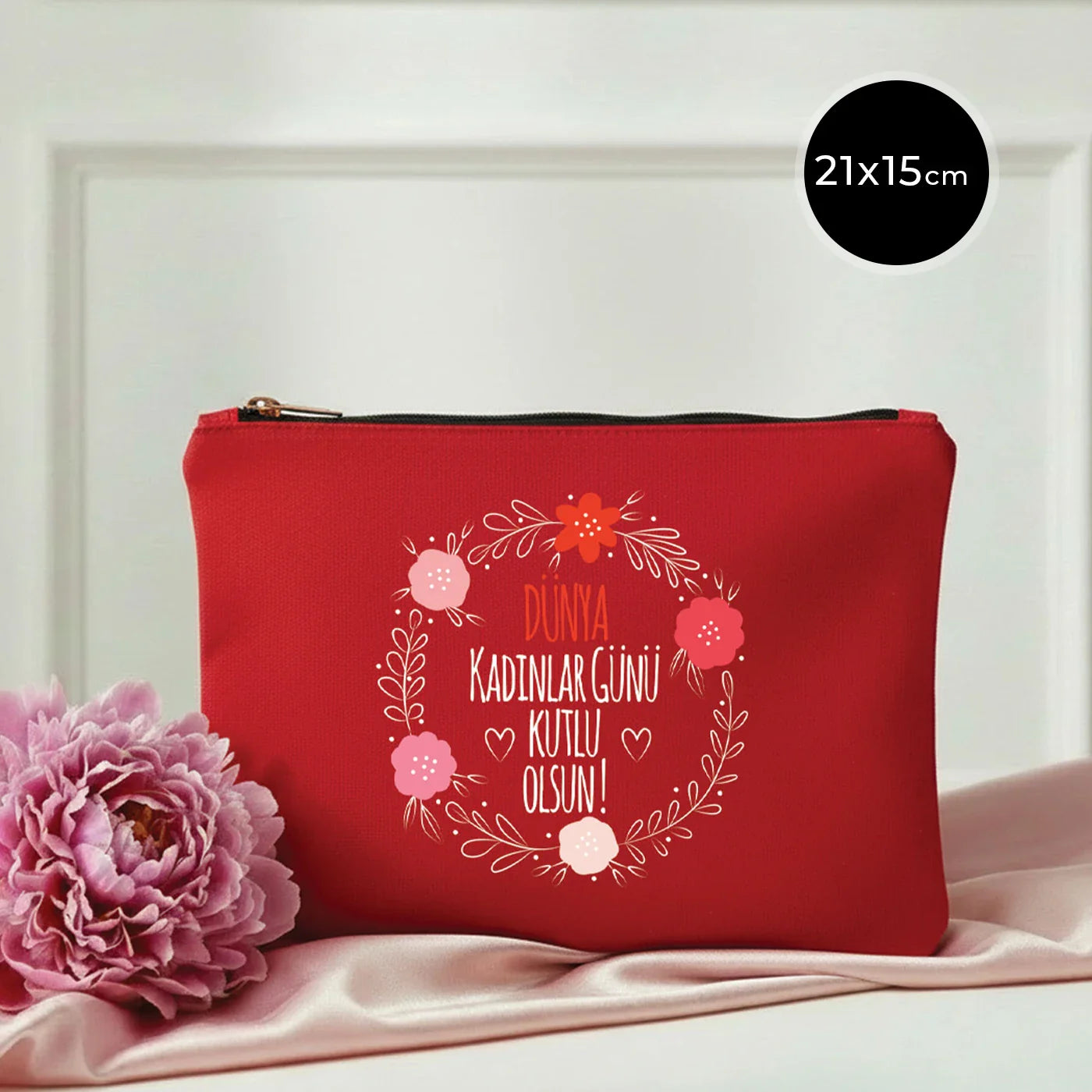 21x15 cm Kırmızı Star Clutch - Kadınlar Günü Hediyesi