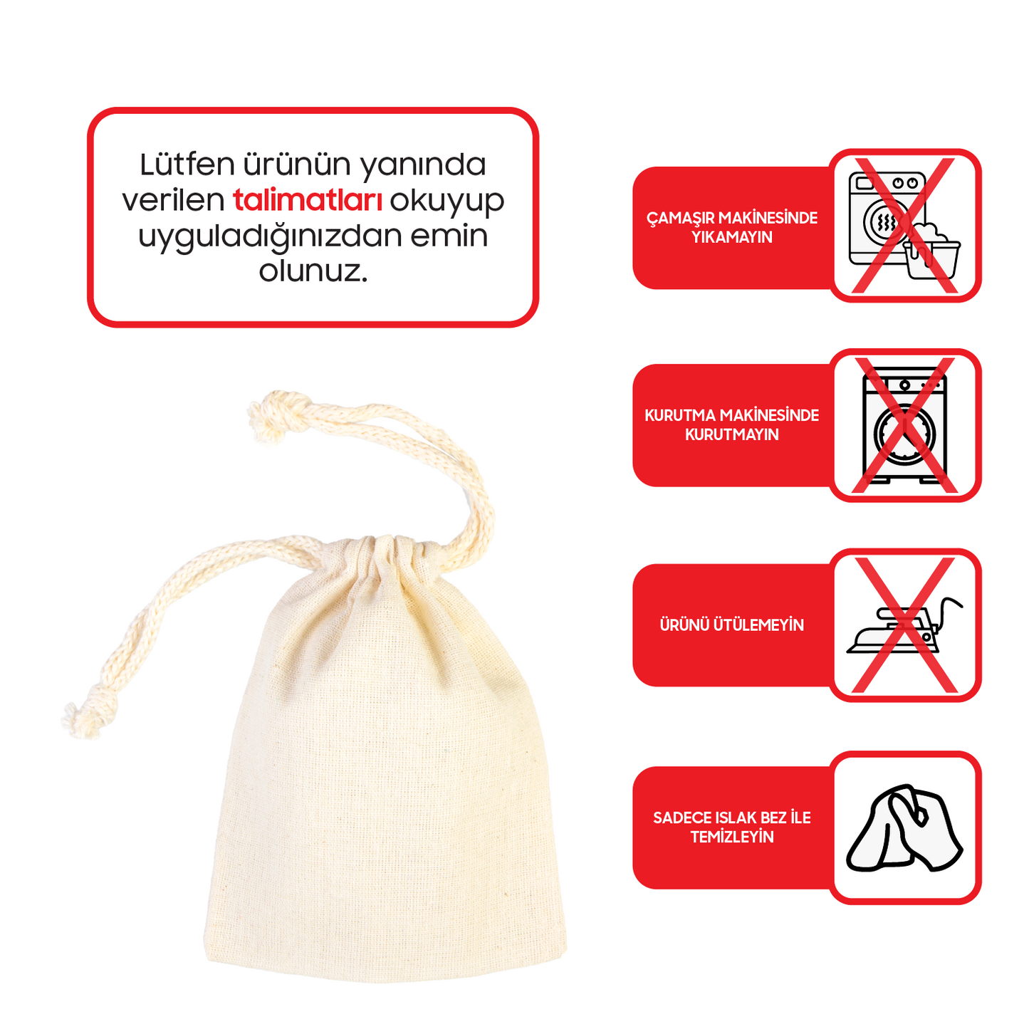 Yılbaşına Özel Siyah İpli Bez Kese - Beyaz Panama Kumaş