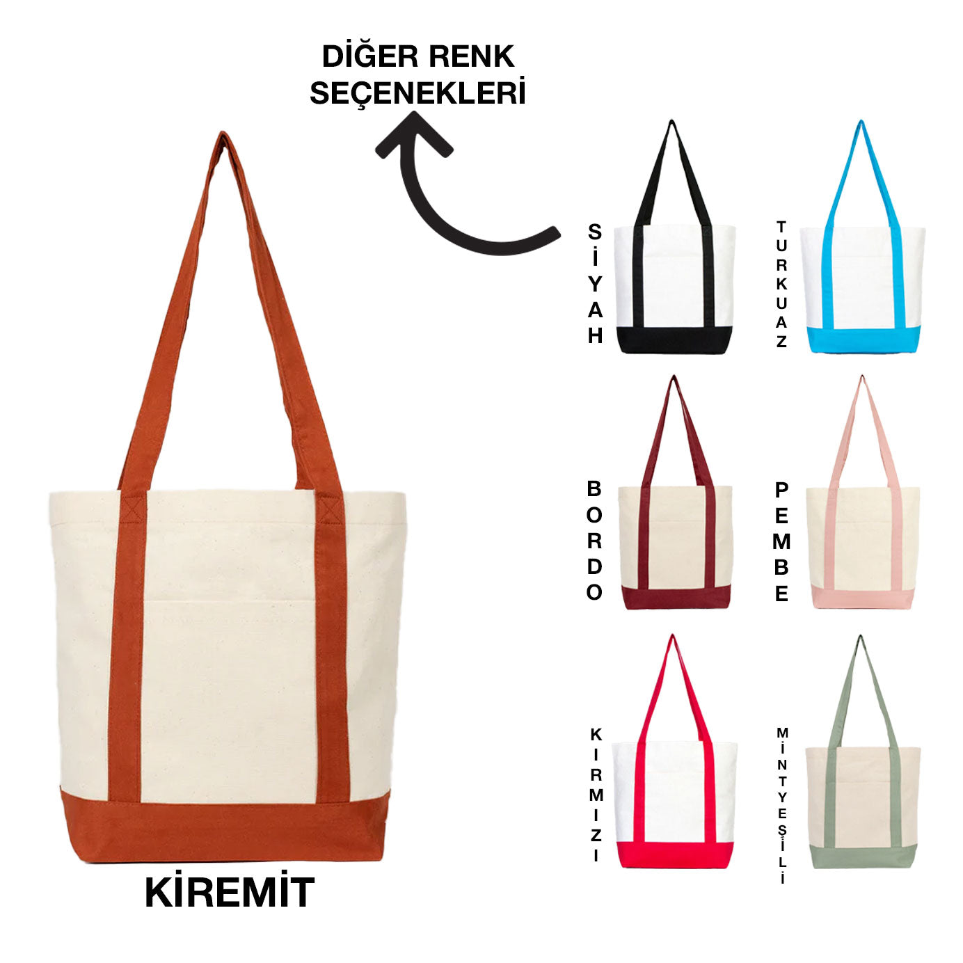 Trend Kanvas Çanta 40x35x12cm - Kiremit Renkli Kulp