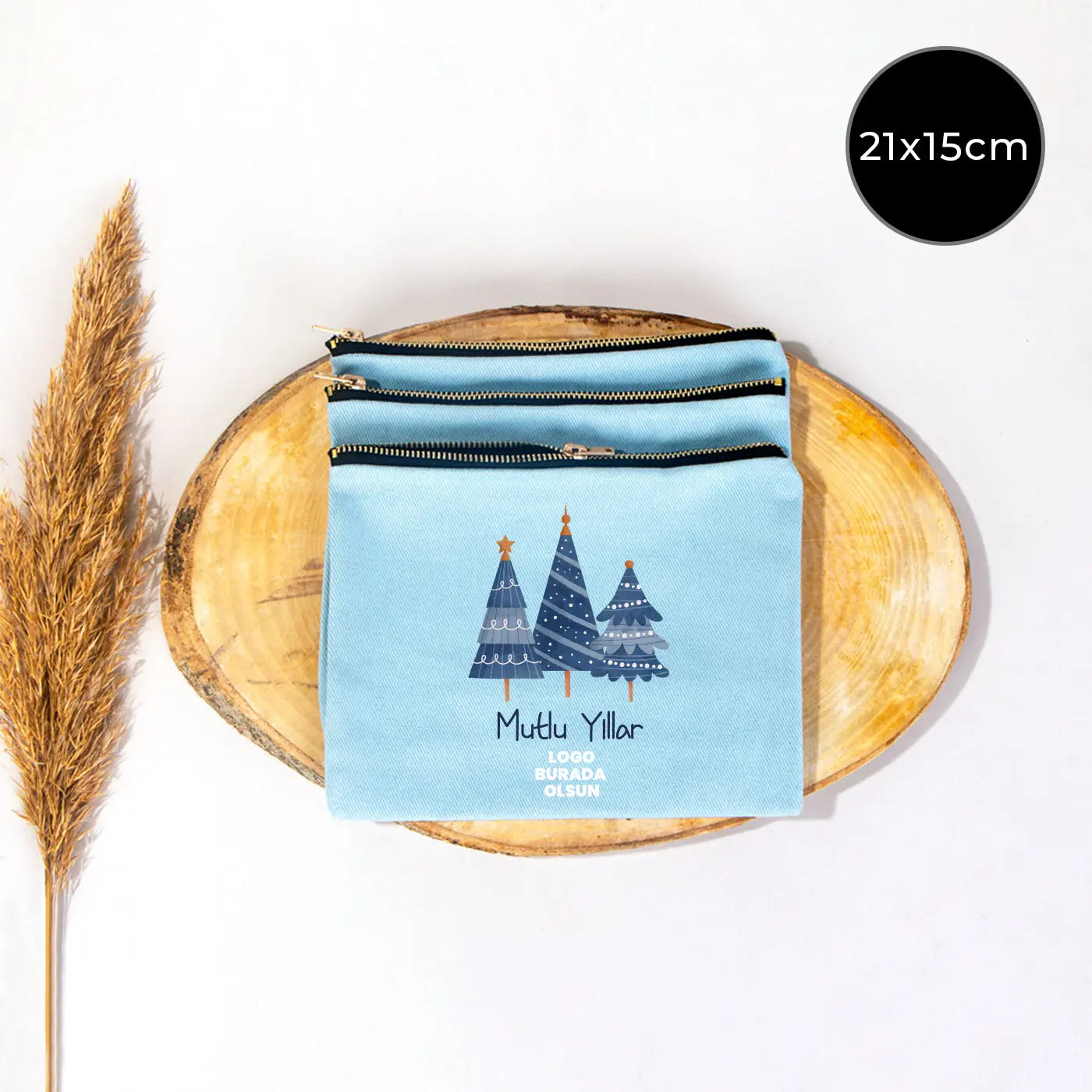 Yılbaşı Star Clutch 21x15 Açık Mavi - Metal Fermuar(Özelleştirilebilir)