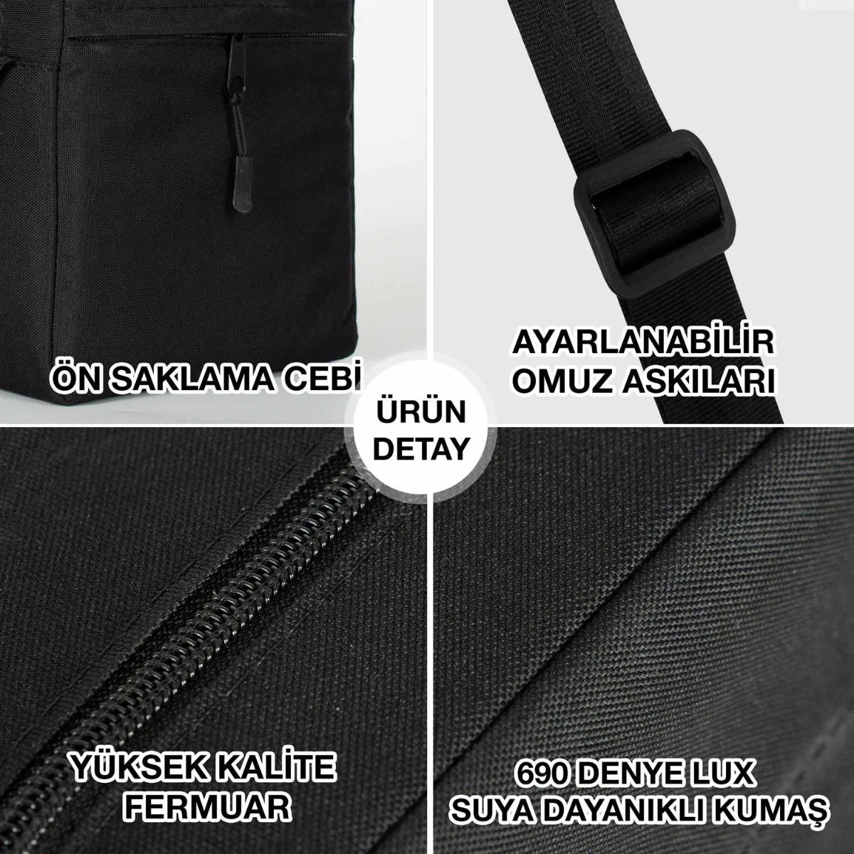 Active Omuz Çantası - Siyah 16x20x8 cm (Özelleştirilebilir) - istecanta.com