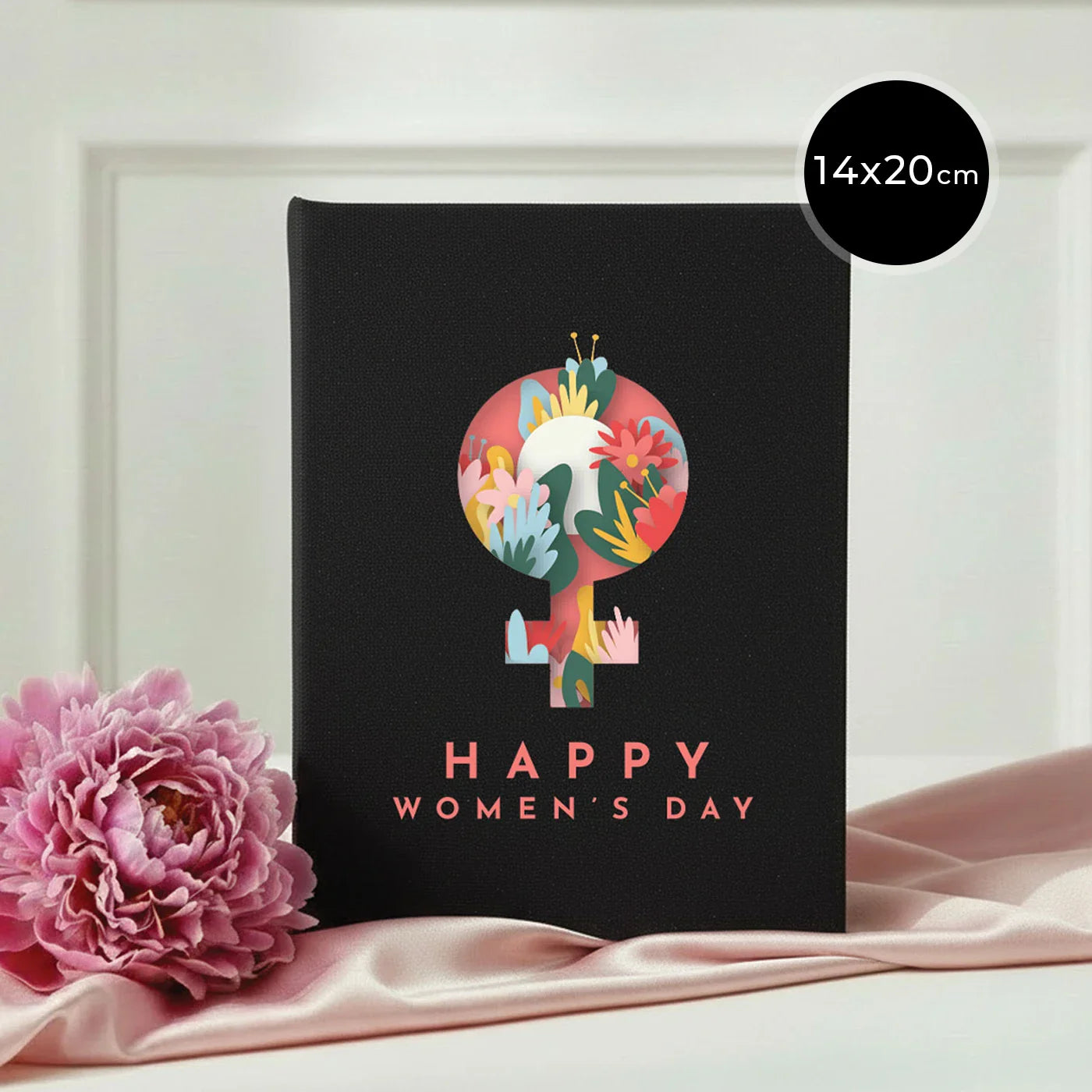 14x20 cm Siyah Kanvas Defter - Kadınlar Günü Hediyesi