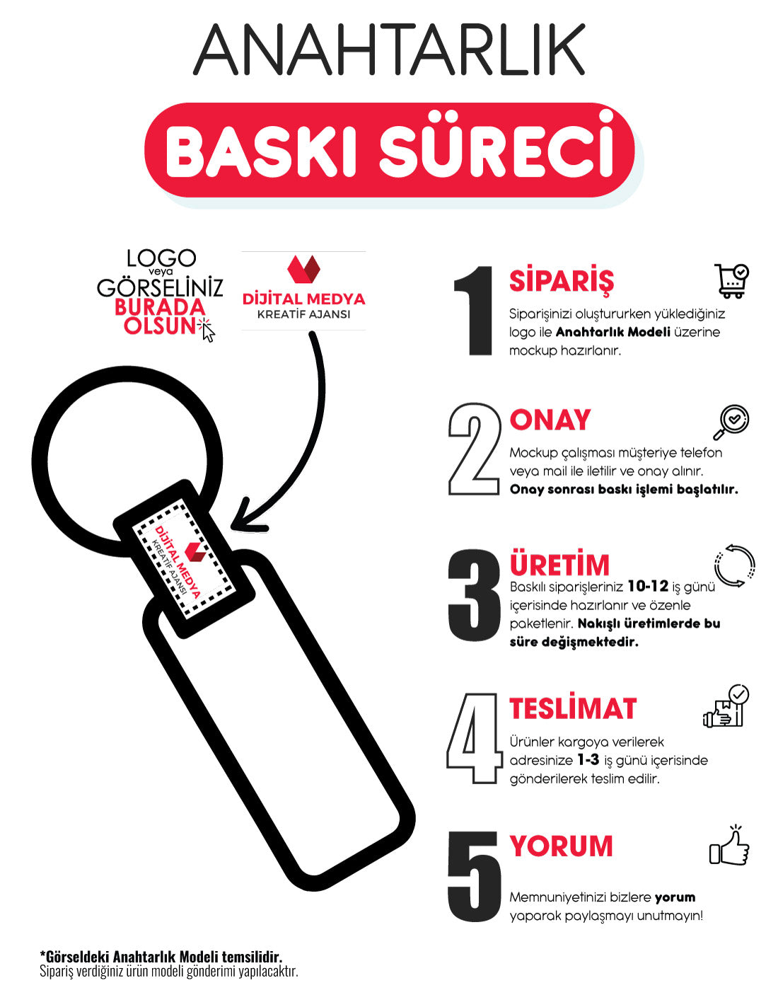 6606 Krom Tek Taraflı Metal Anahtarlık