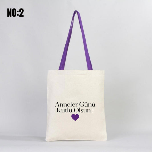 Kanvas Çanta Mor Kulp - İç Cepli - Anneler Gününe Özel - istecanta.com