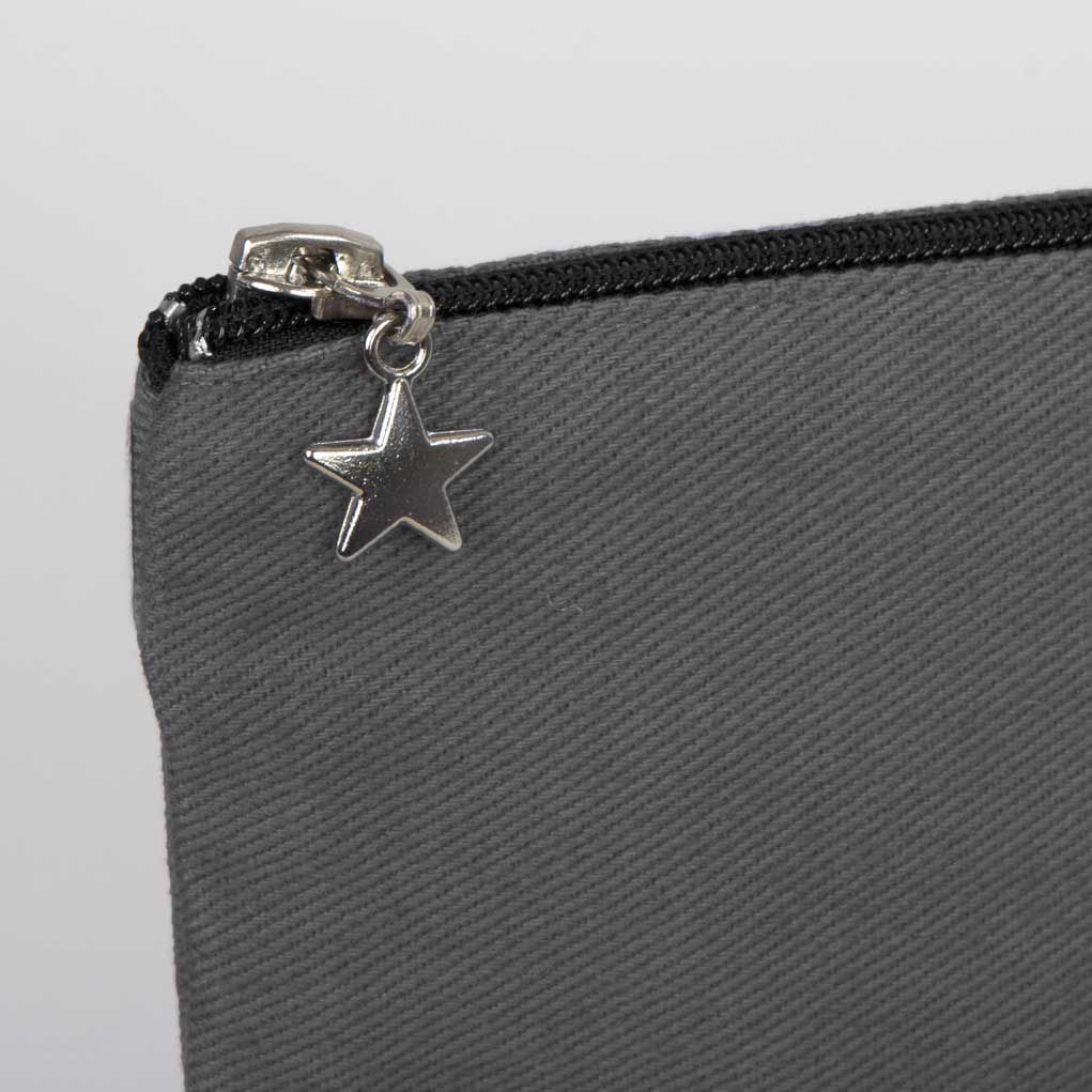 Antrasit karne günü temalı kanvas clutch çanta, okul figürlü ve özelleştirilebilir karne hediyesi tasarımı