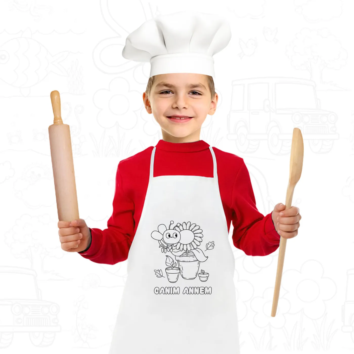 Mutfak Önlüğü Boyama Canım Annem - Arı