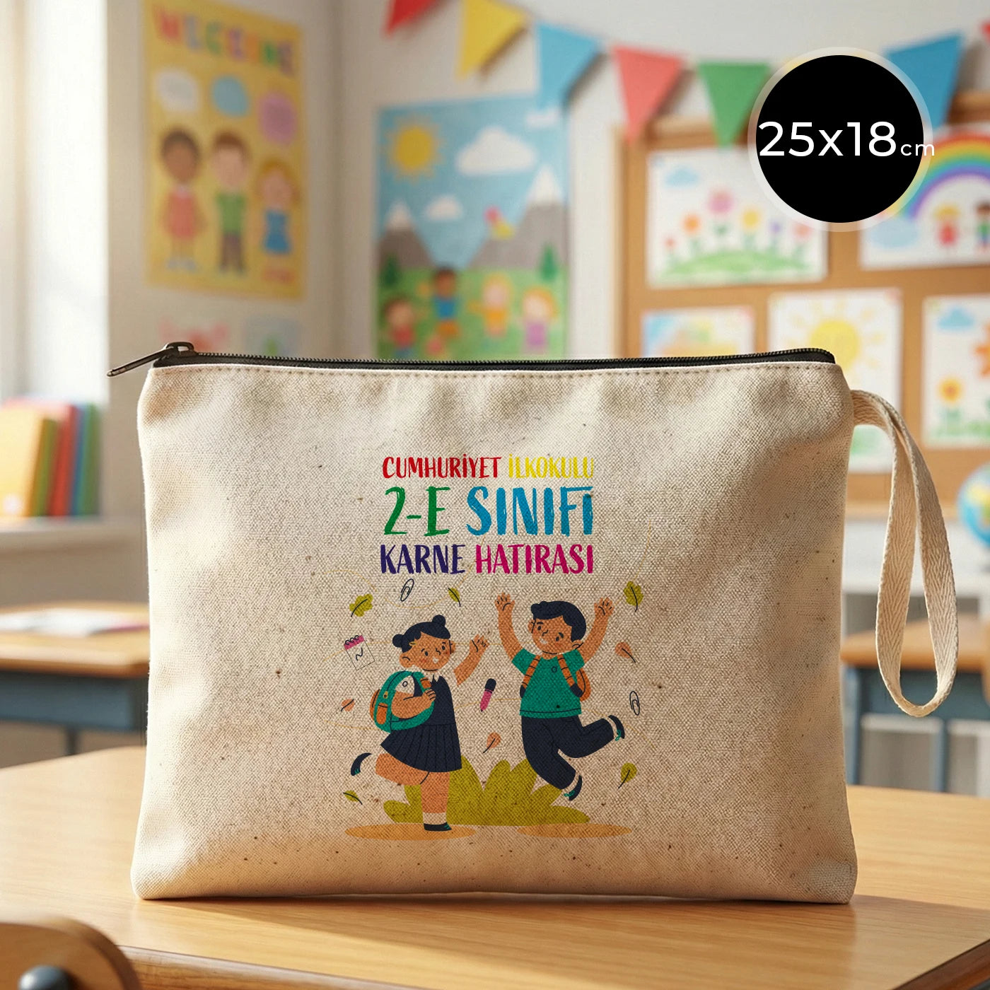 Karne Günü Desenli Clutch Astarsız Çanta – 25×18 cm