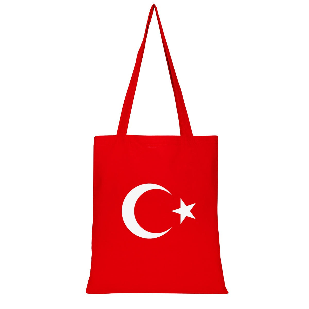 Ay Yıldız Baskılı Kırmızı Ham Bez Çanta, 35x40cm - istecanta.com
