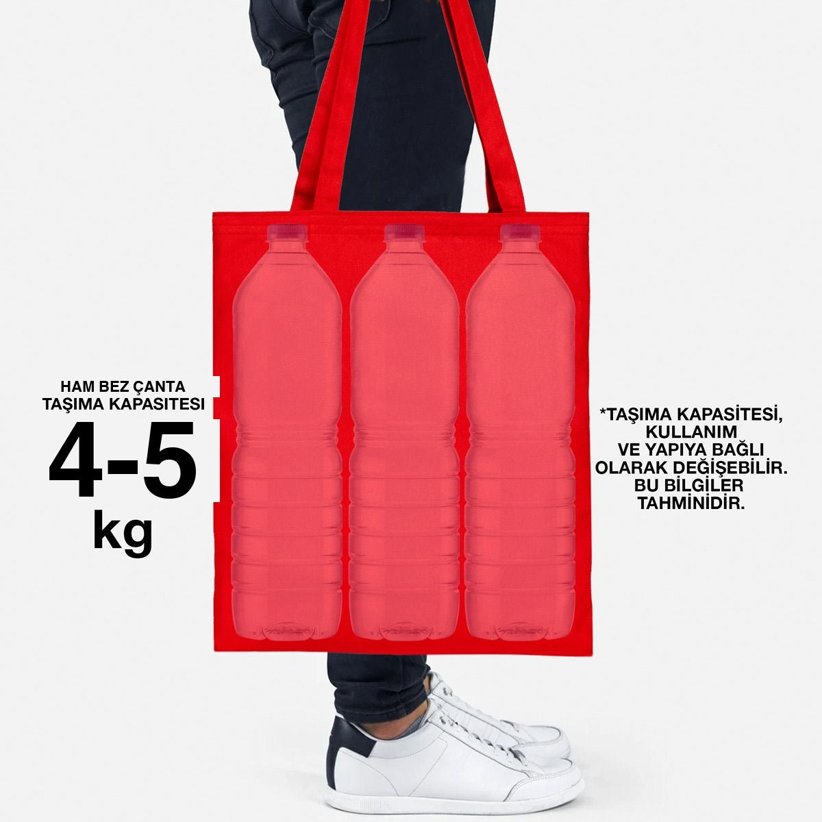 Ay Yıldız Baskılı Kırmızı Ham Bez Çanta, 35x40cm - istecanta.com