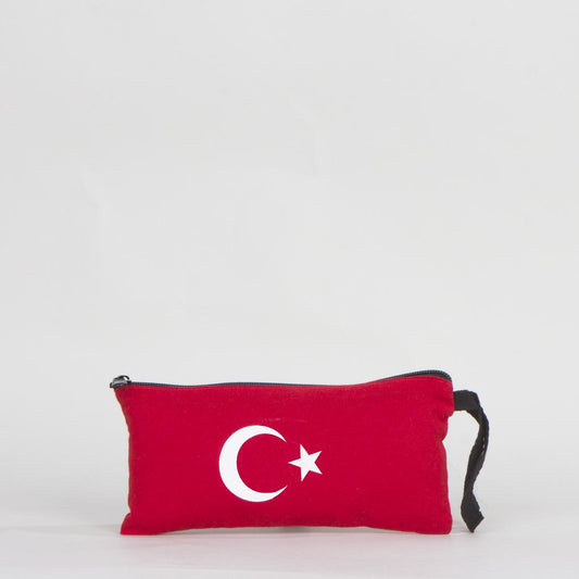 Kırmızı Bez Kalemlik - Ayyıldız Desenli - istecanta.com