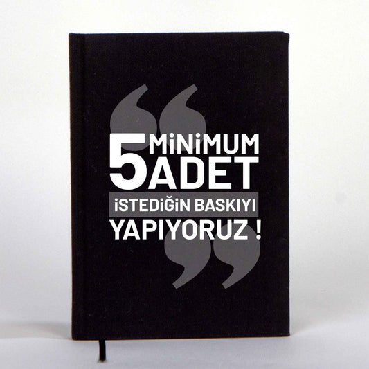 Baskılı Kanvas Defter Siyah 14x21cm - istecanta.com