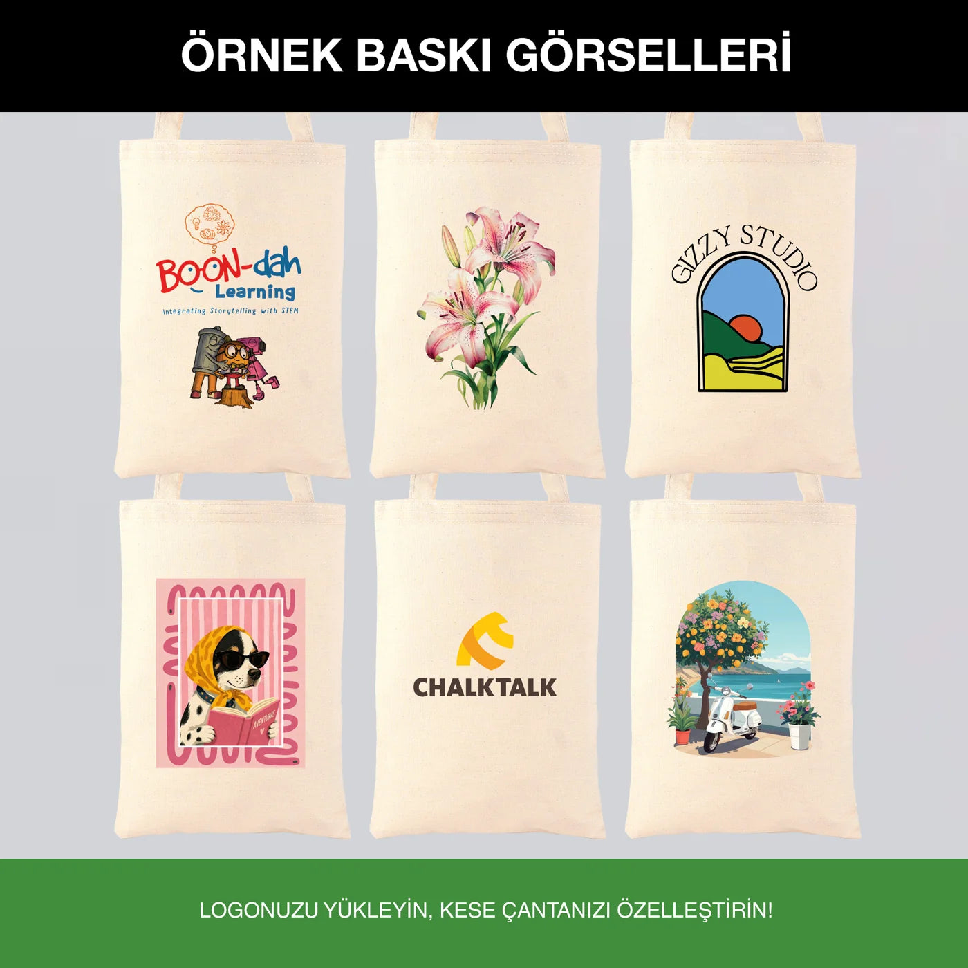 Gabardin Bez Çanta Uzun Kulp 25x35 cm (Özelleştirilebilir)