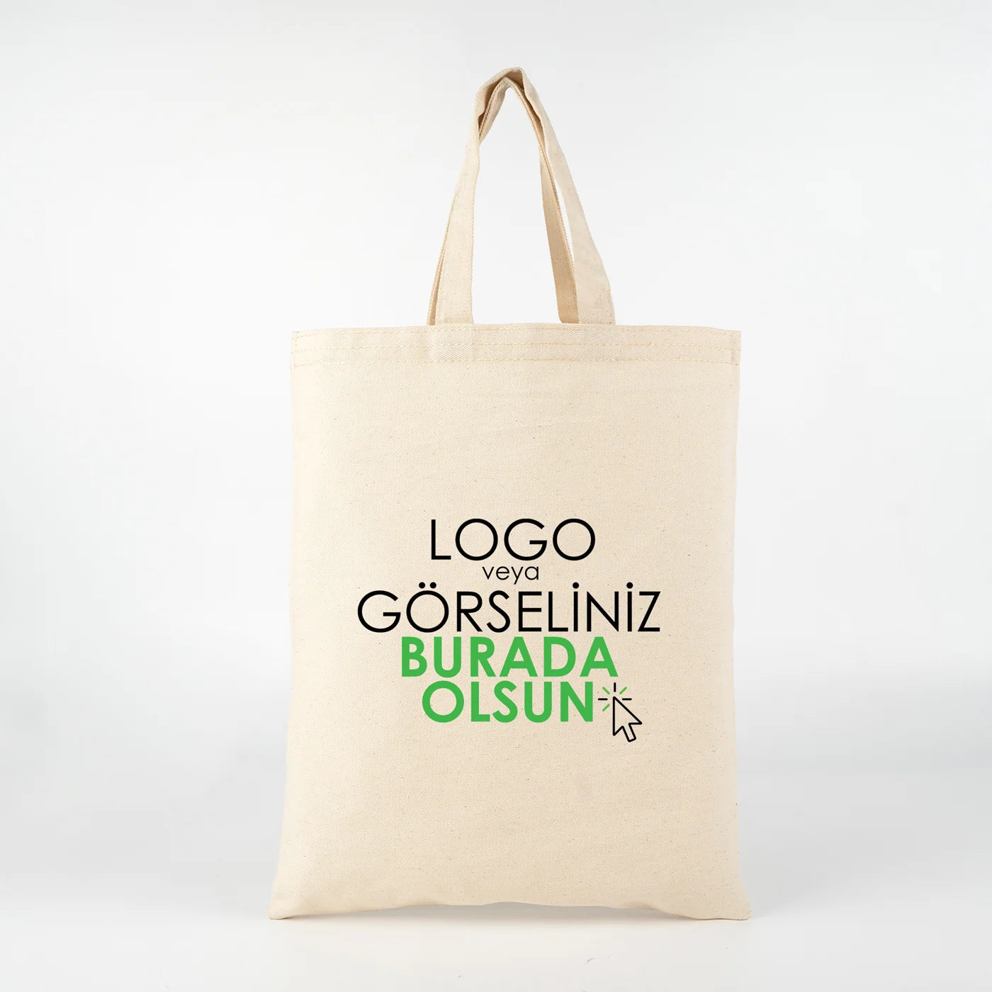 Gabardin Bez Çanta Kısa Kulp 30x35 cm (Özelleştirilebilir)