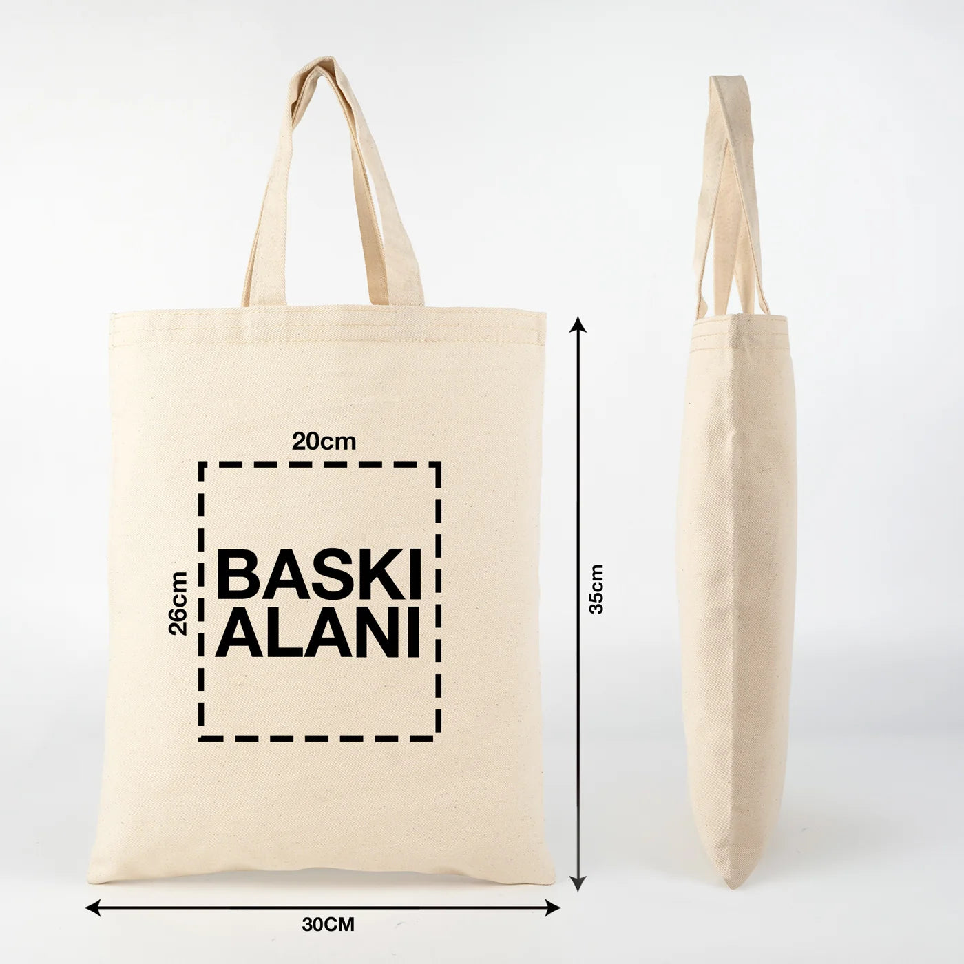 Gabardin Bez Çanta Kısa Kulp 30x35 cm (Özelleştirilebilir)