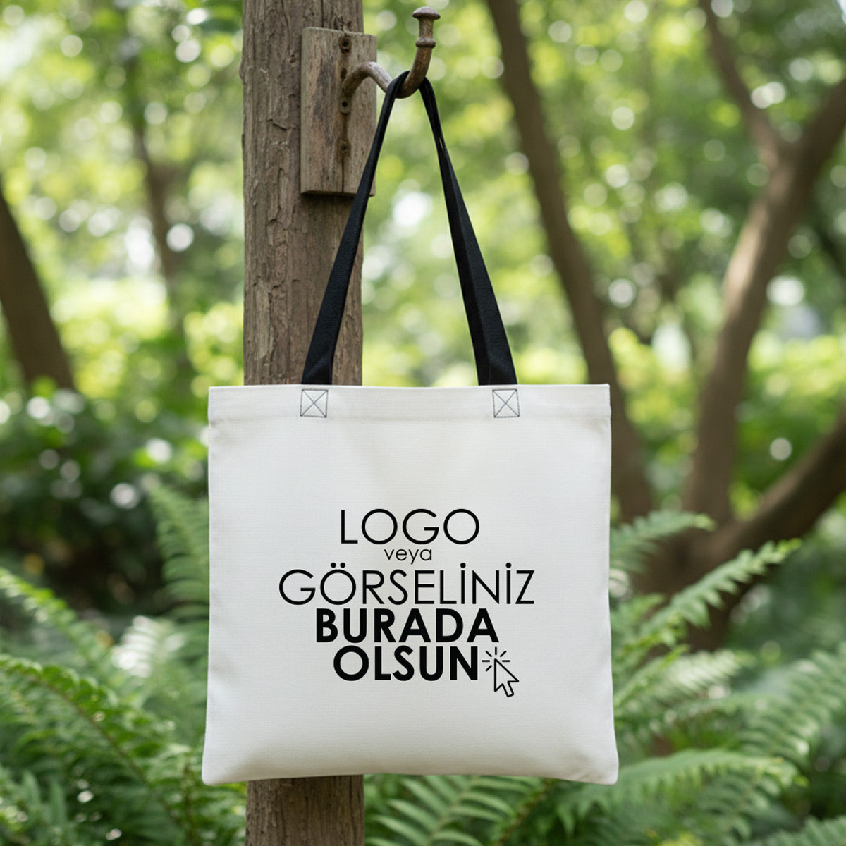 Gabardin Bez Çanta Siyah Kulp 40x35cm  (Özelleştirilebilir)