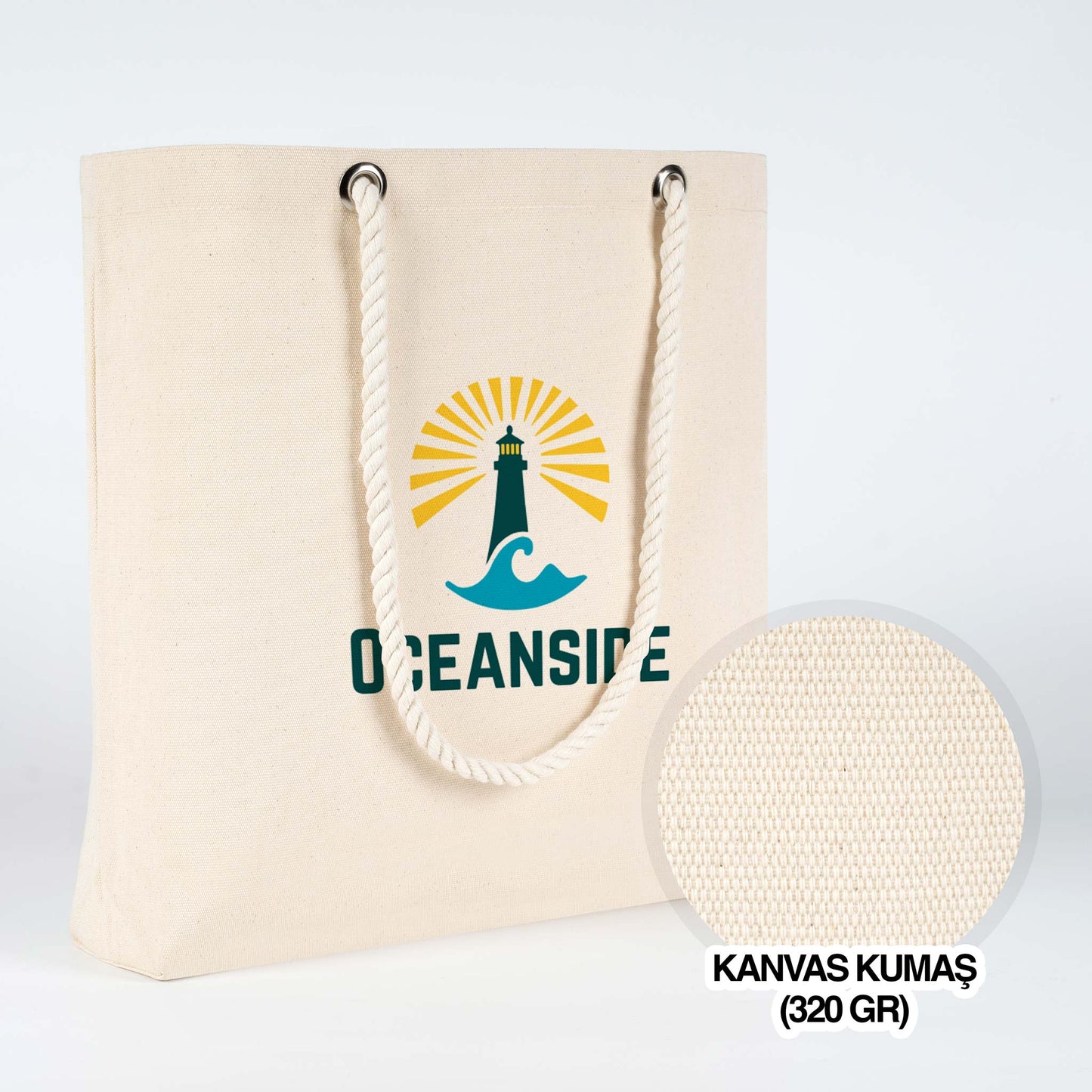 Baskılı Kanvas Plaj Çantası - Halat Kulplu (Özelleştirilebilir)