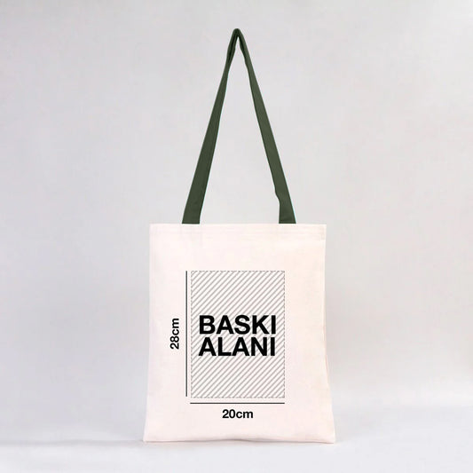 Kanvas Çanta Yeşil Kulp - İç Cepli (Özelleştirilebilir)