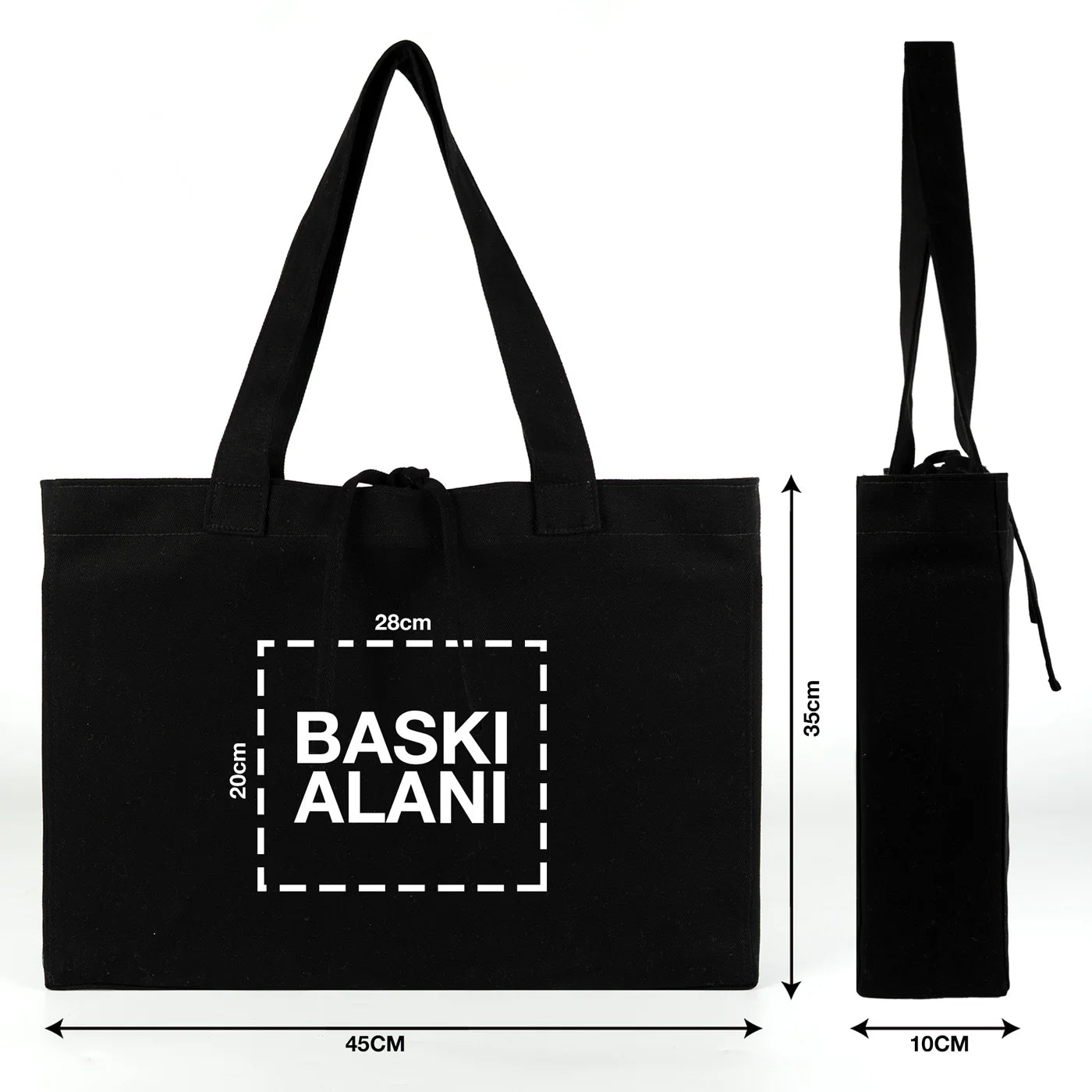 Siyah Large City Çanta - 45x35x10cm (Özelleştirilebilir)