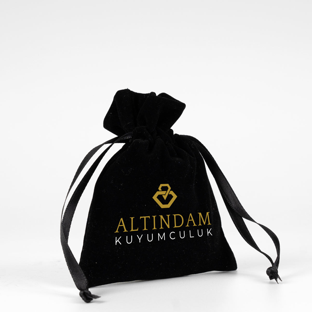 Kadife Gül Kese 10x13 cm - Siyah (Özelleştirilebilir)