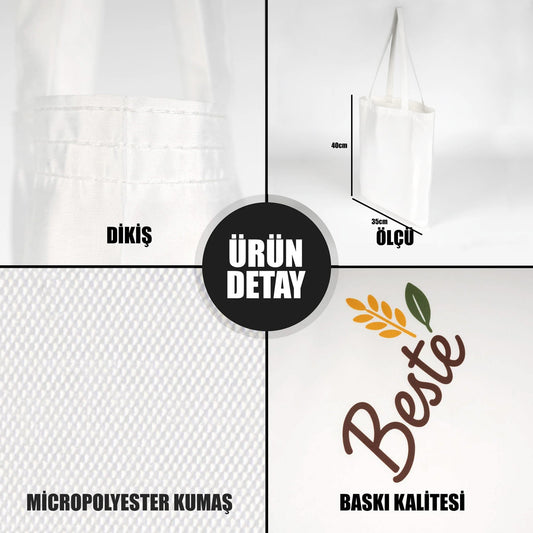 Toptan Logo Baskılı Mikro Polyester Çanta – Beyaz Promosyon Omuz Çantası