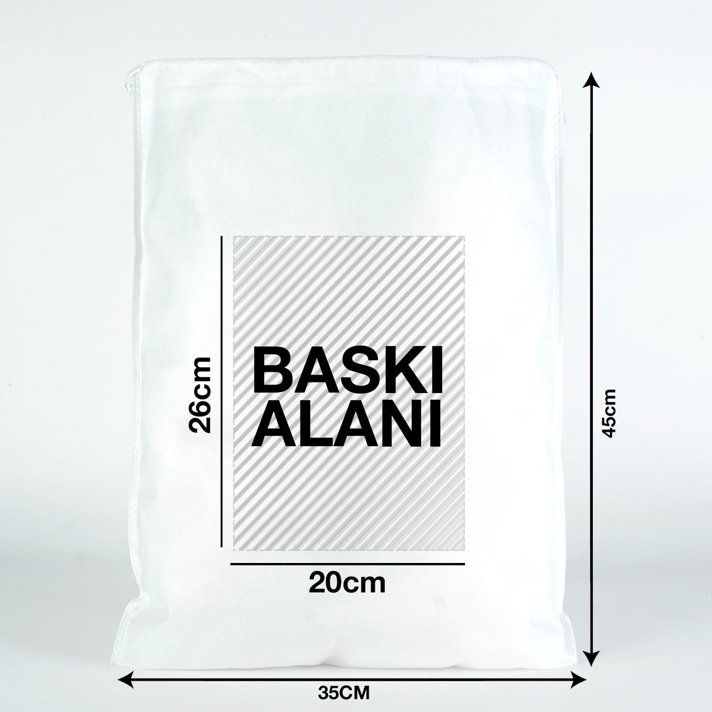 Ultrasonik İp Büzgülü Tela Kese - Beyaz - 35x45cm - Ayakkabı Torbası - Çamaşır Torbası (Özelleştirilebilir) 500 Adet Tek Renk Baskı
