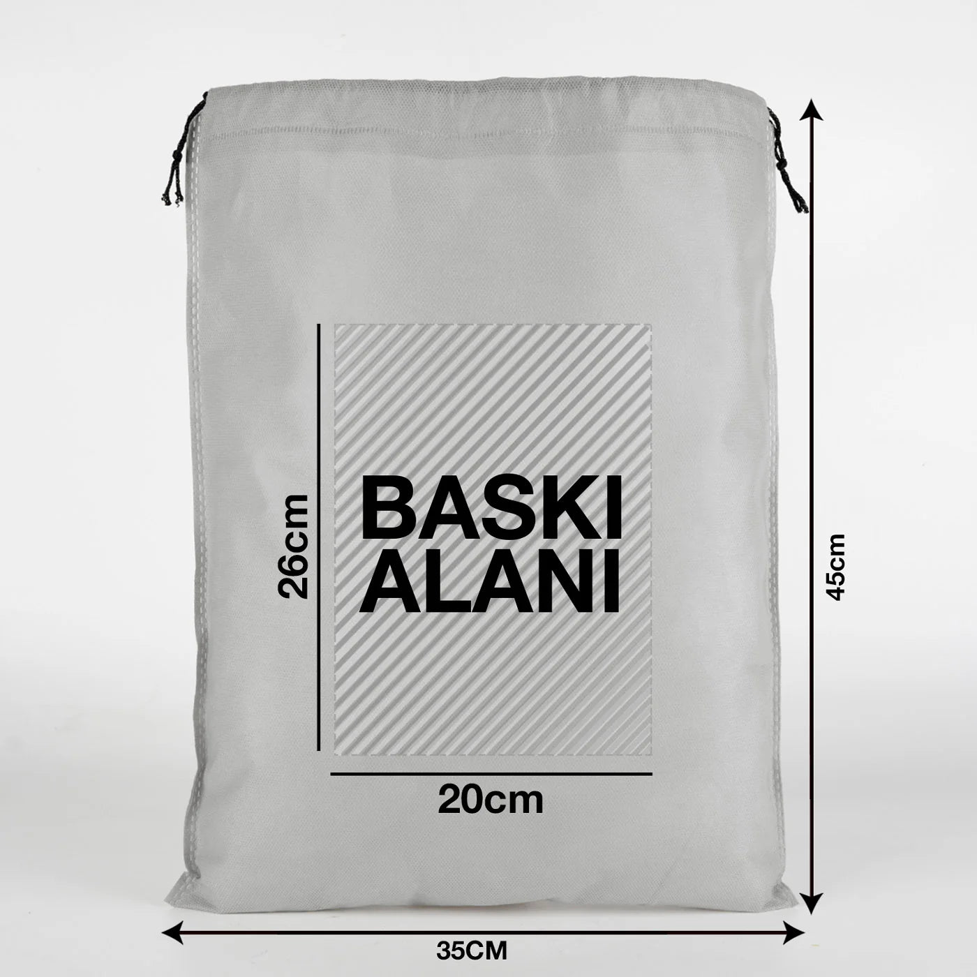 Ultrasonik Gri Tela Kese 35x45 cm – Tek Renk Logo Baskılı – 500 Adet
