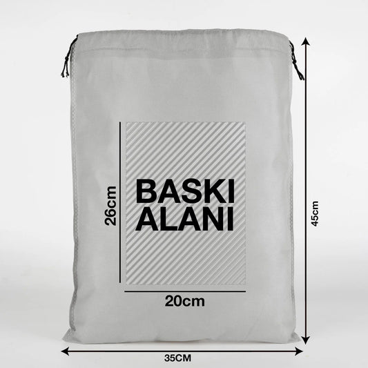 Ultrasonik Gri Tela Kese 35x45 cm – Tek Renk Logo Baskılı – 500 Adet
