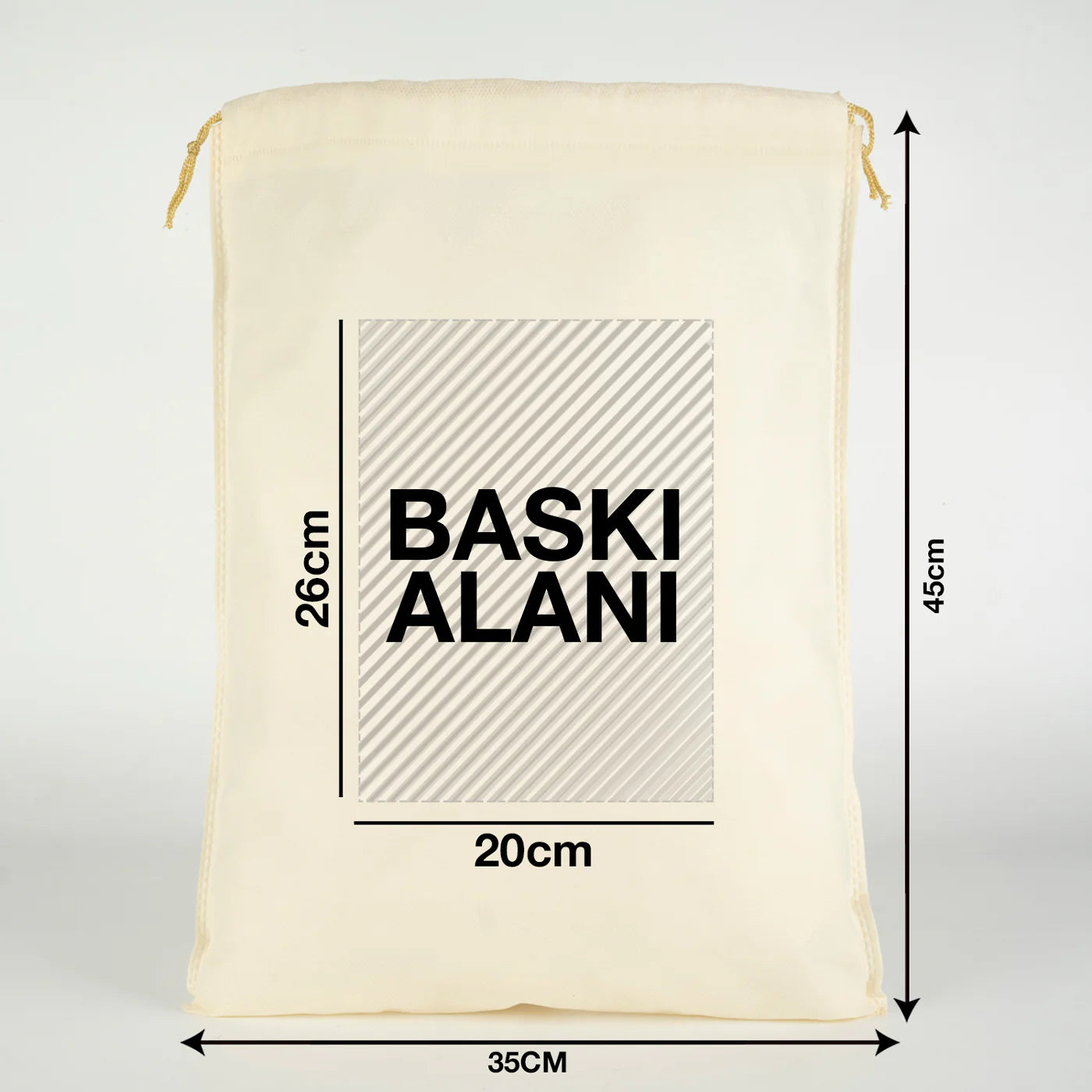 Ultrasonik Tela Kese Krem 35x45 cm – Tek Renk Logo Baskılı – 500 Adet