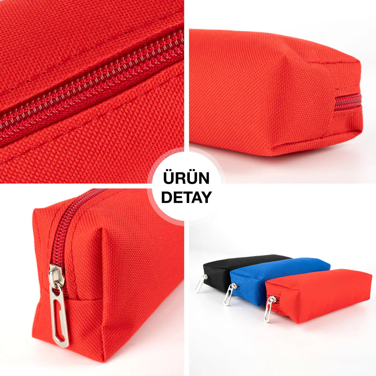Kalemlik Okul Promosyon Kalem Çantası Kırmızı - yakın çekim