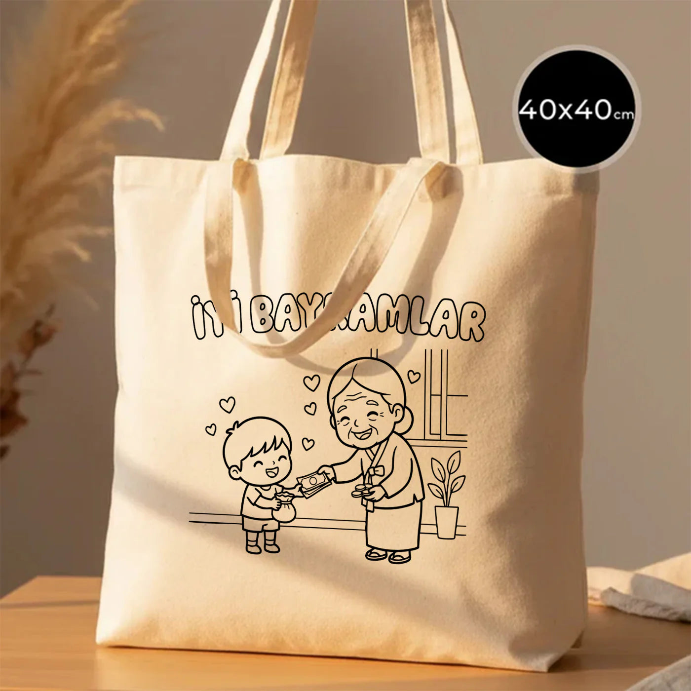 Boyanabilir 40x40 Ham Bez Model Günlük Hediyelik Kullanım - Bayram Çantası
