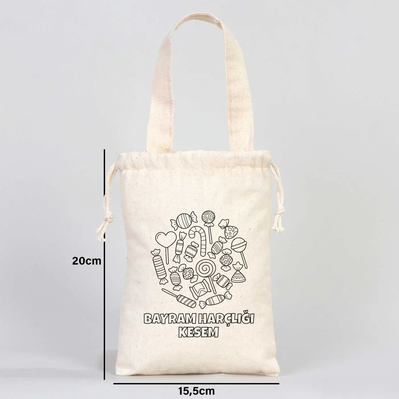 Boyanabilir Bayram Harçlık Kesesi - Tek Tutma Kısa Kulp 15 x 20 cm - detay görünüm
