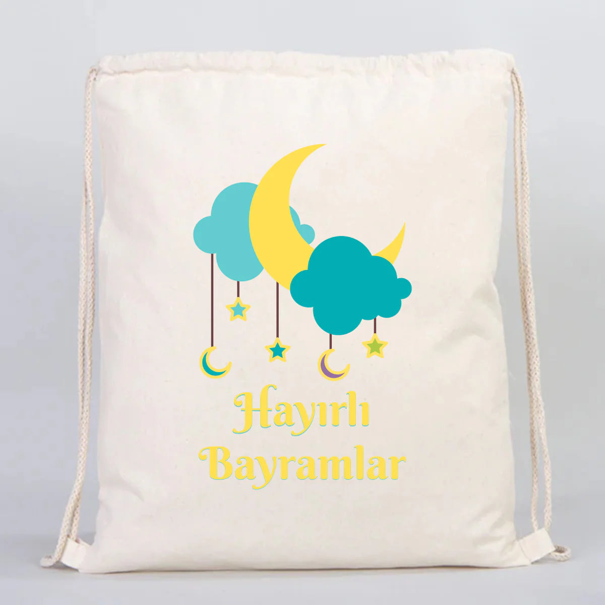 40x50 cm Ham Bez Büzgülü Sırt Çantası - Bayram Çantası - farklı açı