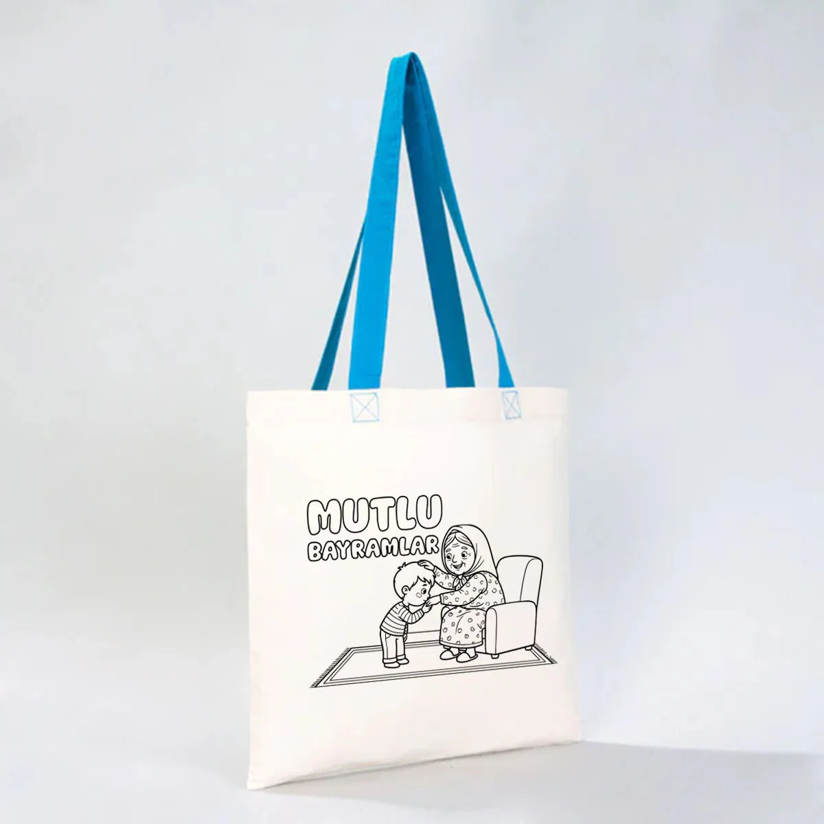 Boyanabilir 40x35 cm Gabardin Turkuaz Kulp Çanta - Bayram Çantası - farklı açı