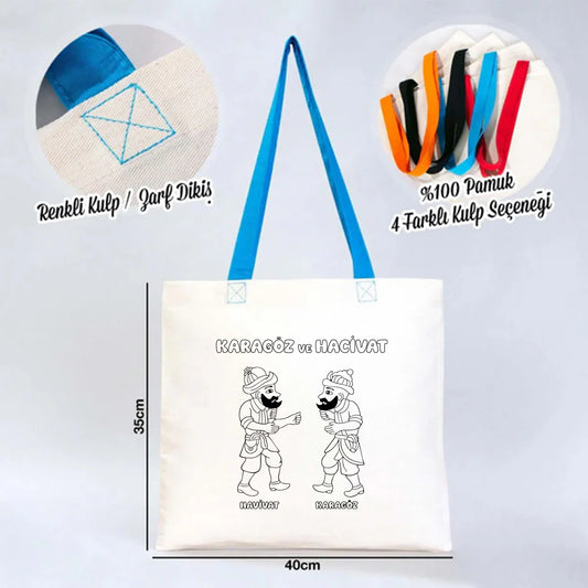 Boyanabilir 40x35 cm Gabardin Turkuaz Kulp Çanta - Bayram Çantası - detay görünüm