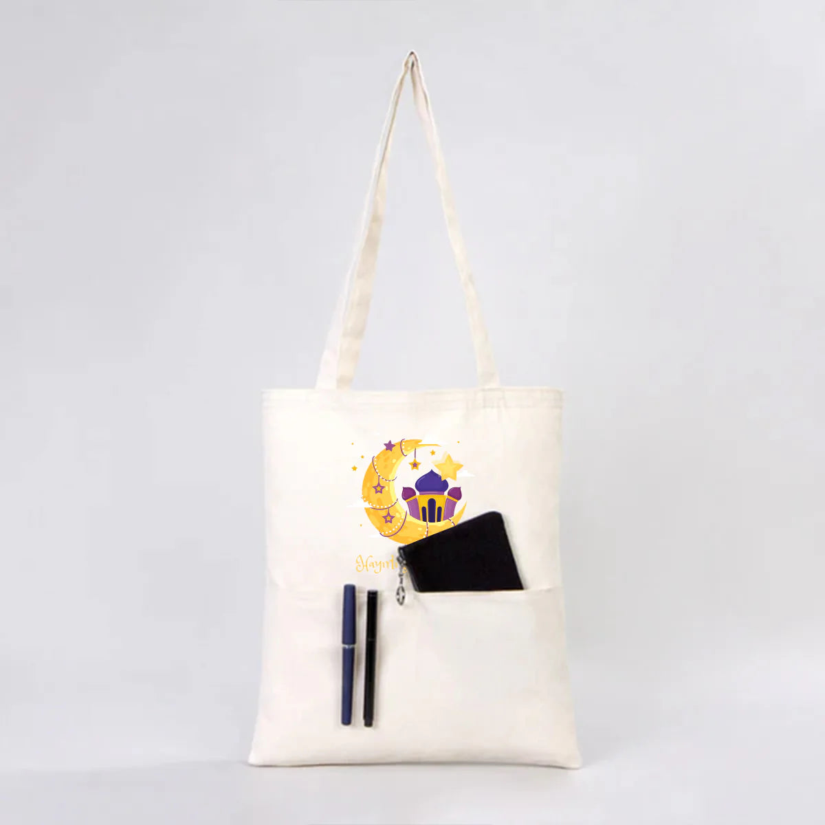 35x40 cm Gabardin Çift Cepli Bez Çanta - Bayram Çantası - farklı açı