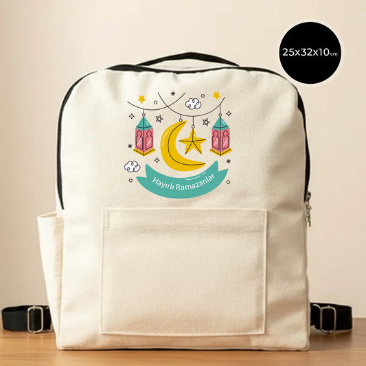 25x32x10 cm VIP Kanvas Sırt Modeli Ön Yan Cepli Siyah - Bayram Çantası