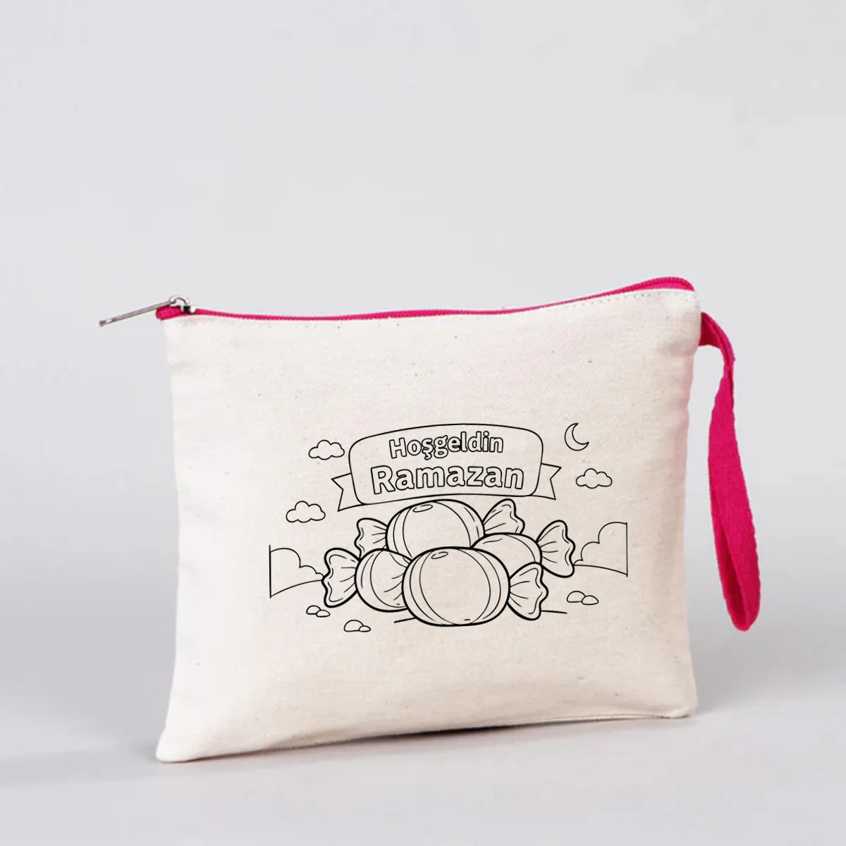 Boyanabilir 21x15 cm Fuşya Fermuarlı Clutch - Bayram Kesesi - farklı açı
